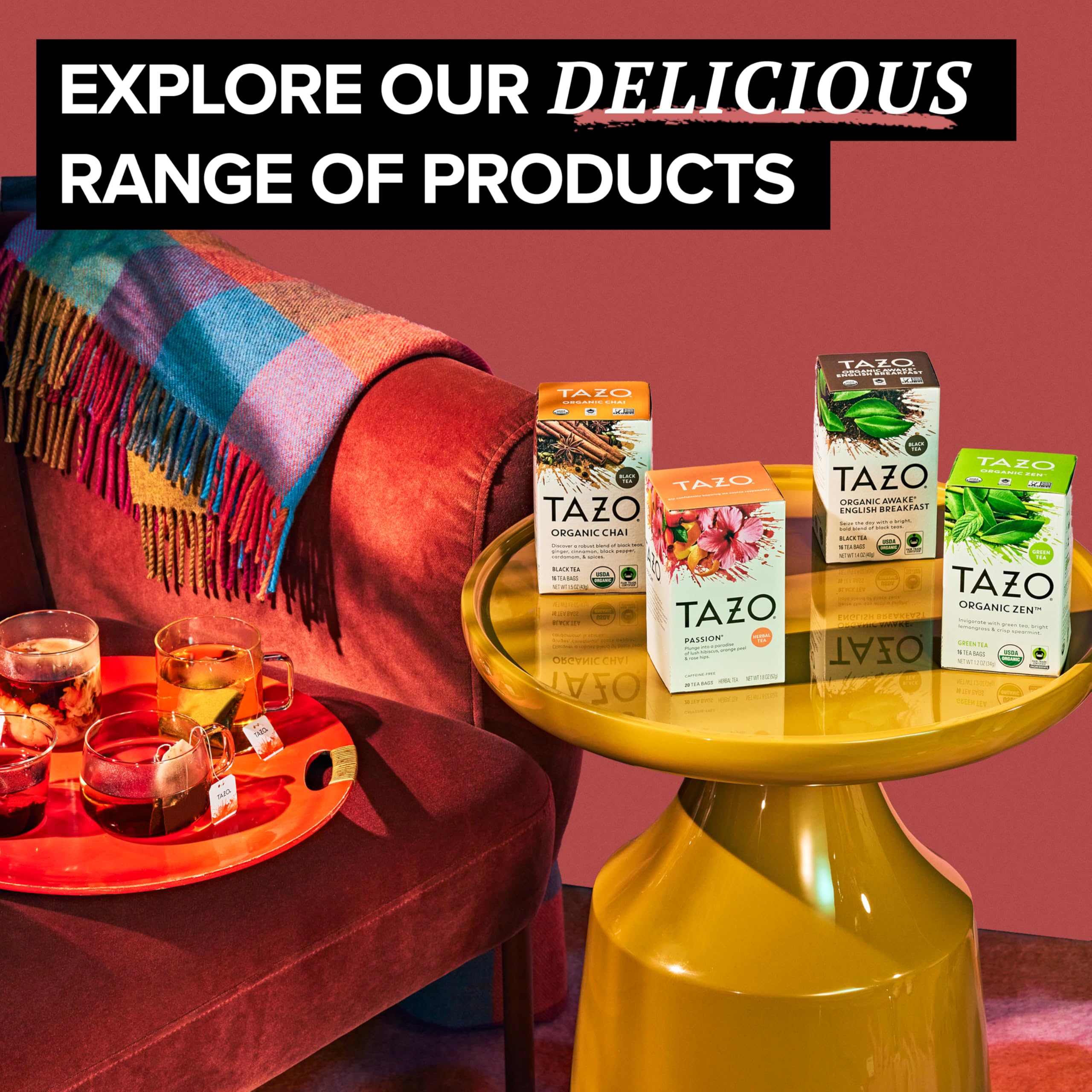 TAZO Organic Awake English Breakfast Black Tea Bags, Bold Traditional Breakfast-Style Black Tea, 144 Total Tea Bags (36ct - Pack of 4)