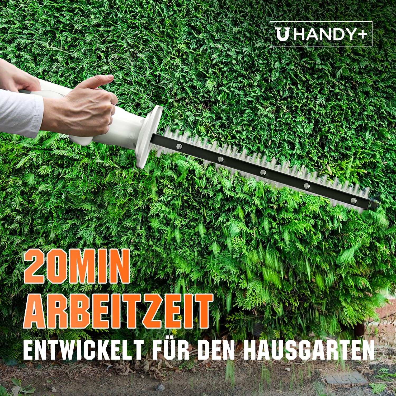Litheli Akumulatorowe nożyce do żywopłotu 20 V z akumulatorem 2,0 Ah, Hedge Trimmer z akumulatorem 2,0 Ah. Ergonomiczny uchwyt, długość 45 cm do łatwego przycinania, lekkość cięcia