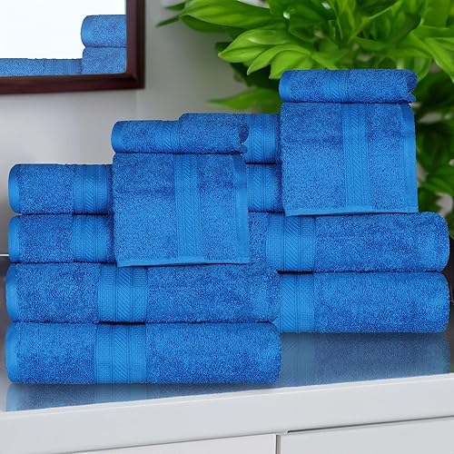 Superior Juego de 2 toallas de baño de fibra larga 100% algodón peinado de 27.64 ozm, para baño, ducha, cocina, súper suave, afelpado, altamente disponible en Yaxa El Salvador