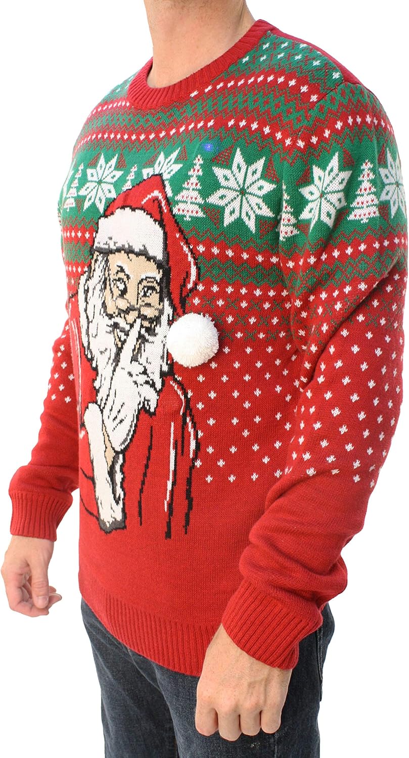 UglyChristmasSweater Mens Assorted Light-up Xmas Crew Neck Sweaters with Multi-Colored Led Flashing Lights - Image 4