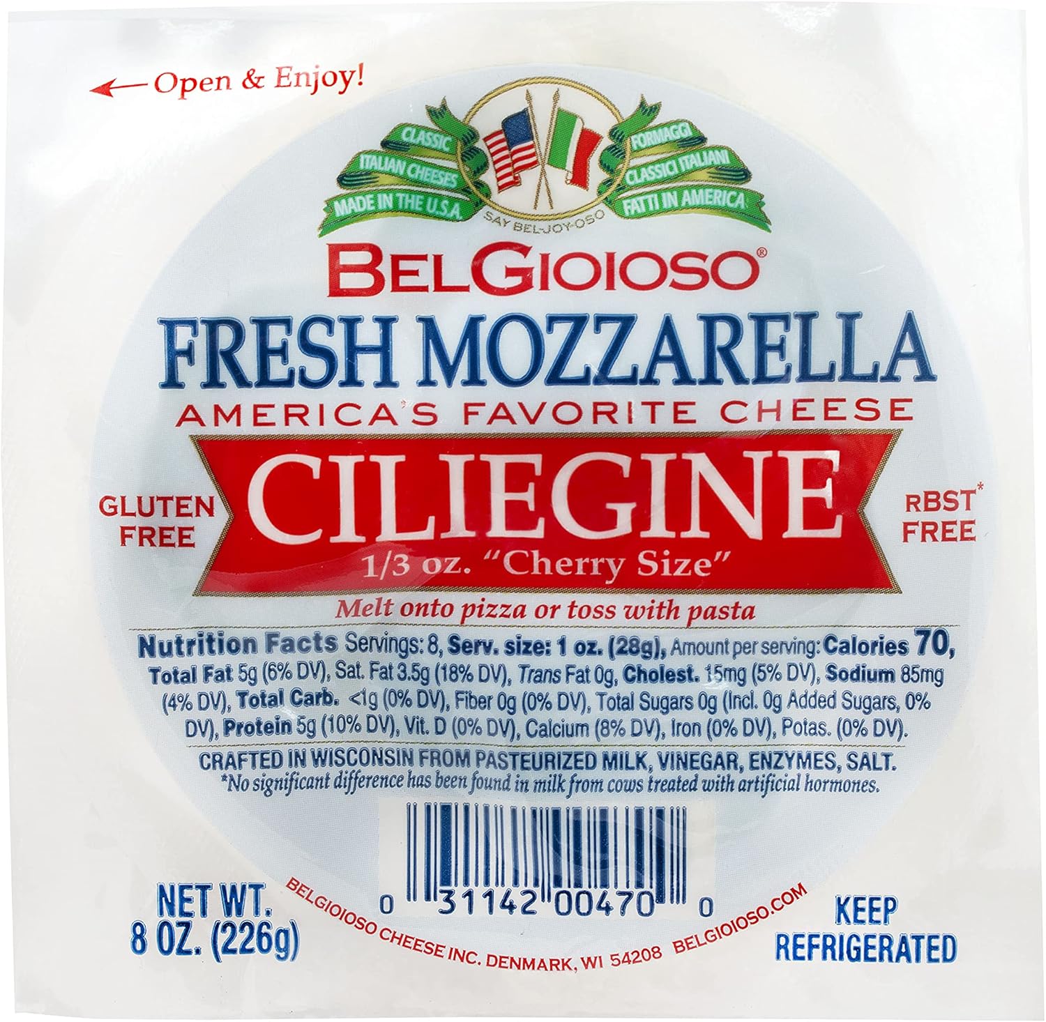 Belgioioso Fresh Mozzarella Ciliegine Cheese, 8 Oz (Pack of 6) Amazon