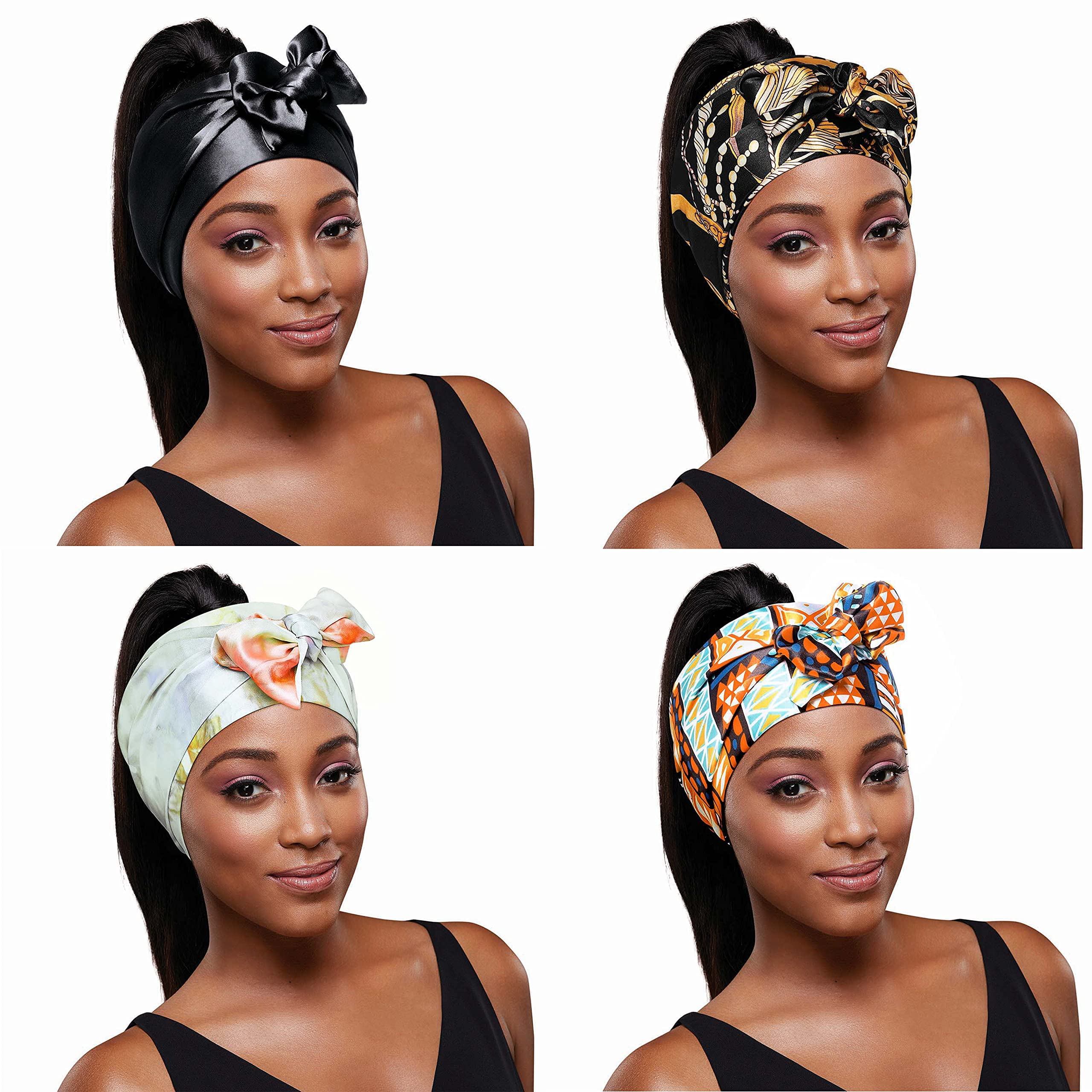 Red by Kiss Edge Laying Scarf Wrap for Hair Edge Silky Satin Scarf 4 PACK