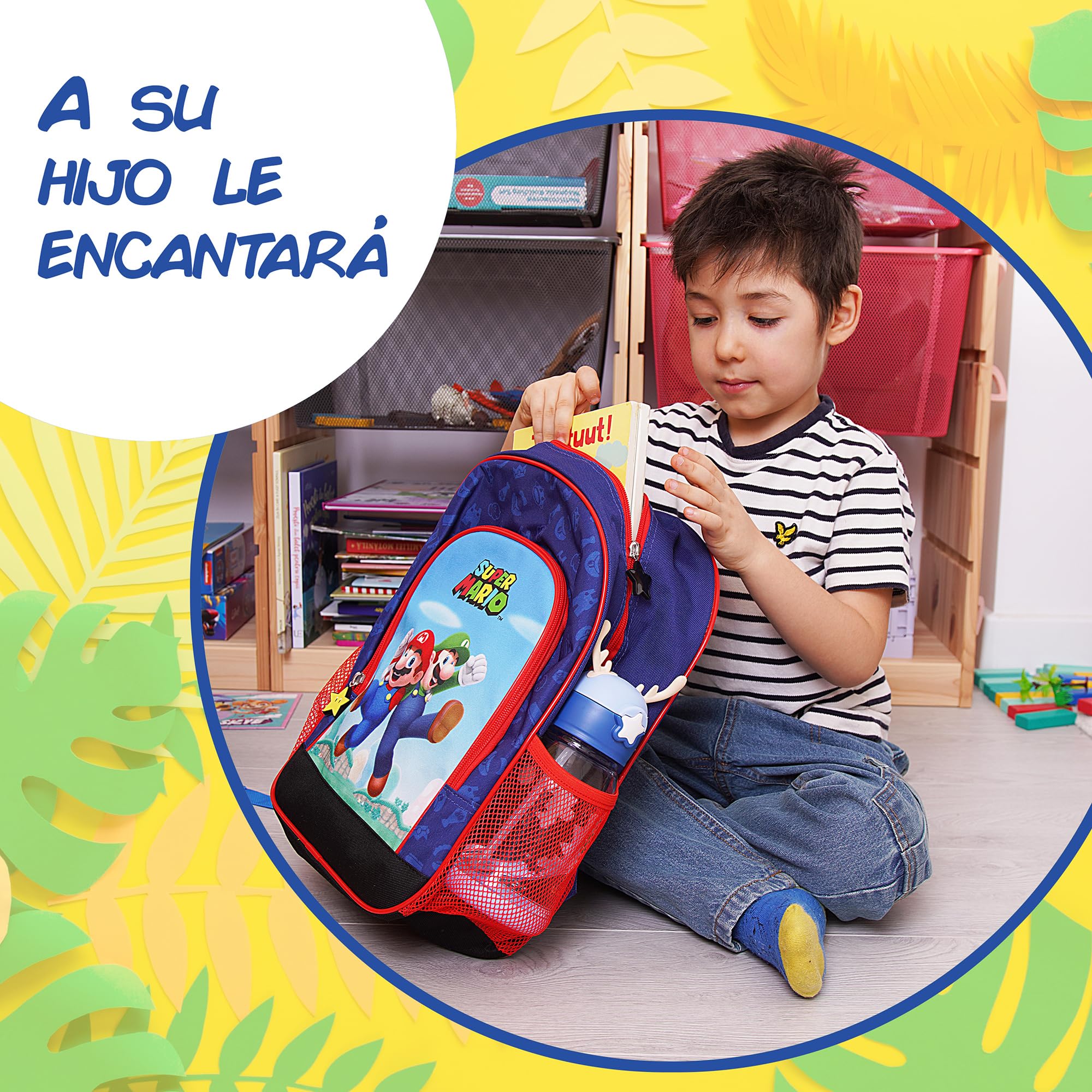 Super Mario Bros. - Mochila Mario - Mochila Escolar para Niño y Niña - Mochilas - Idea de Regalo