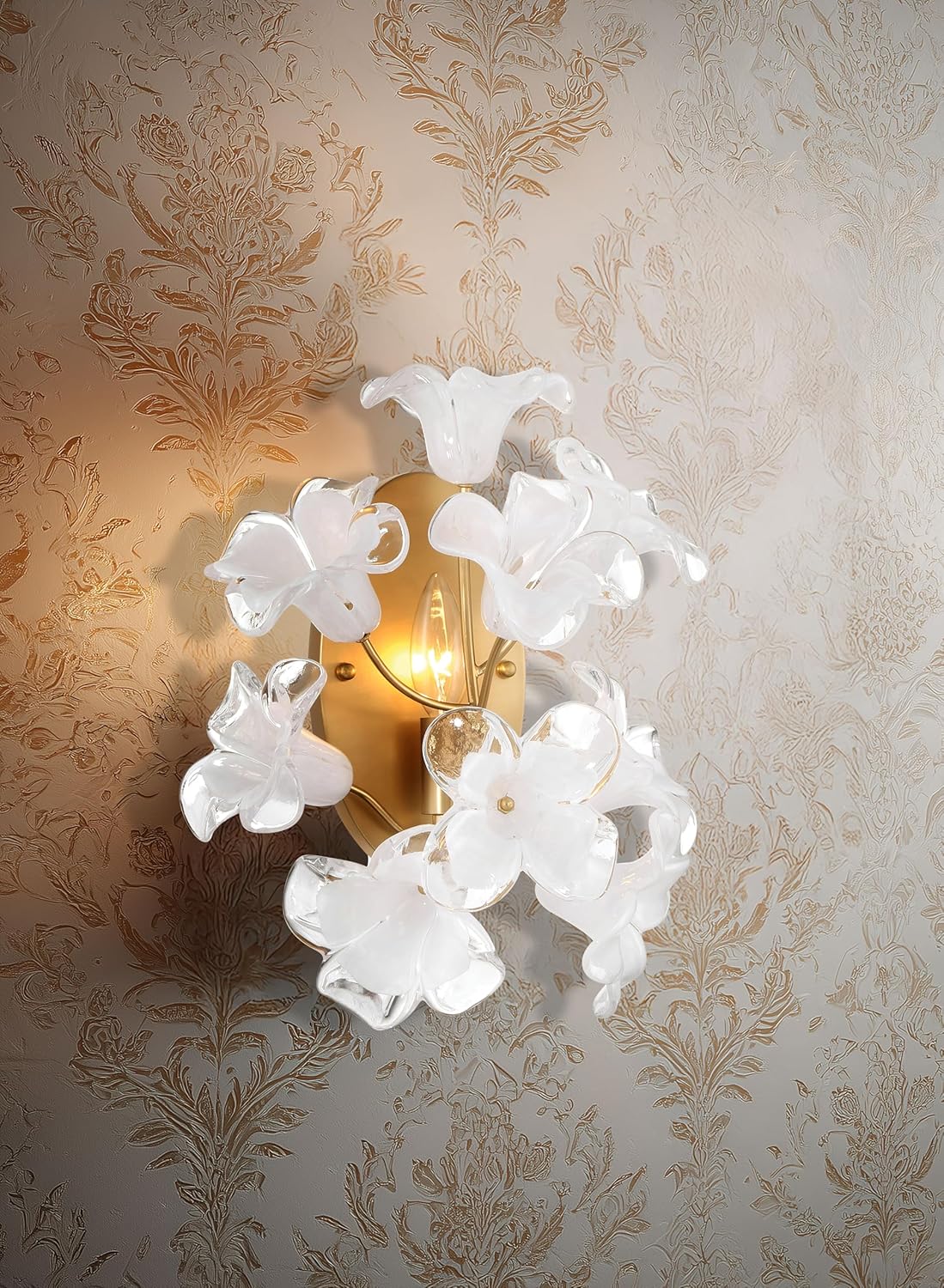Metropolitan N2221-732 Bloome 15" Tall Wall Sconce - Legacy Brass with Handmade Glass