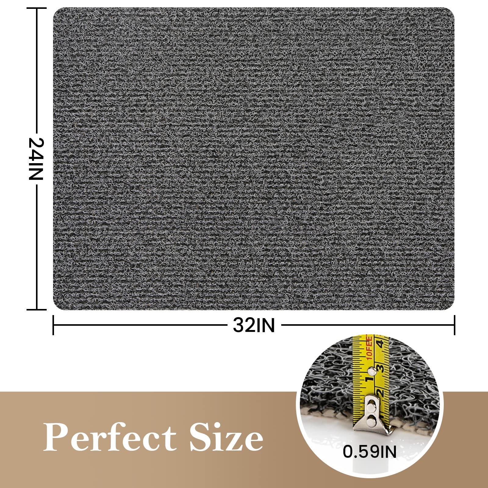 Tapete de ducha antideslizante, 32 x 24 pulgadas, tapete suave con drenaje, tapete de baño de esponja de PVC (sin ftalatos) para bañera y baño, secado rápido, negro
