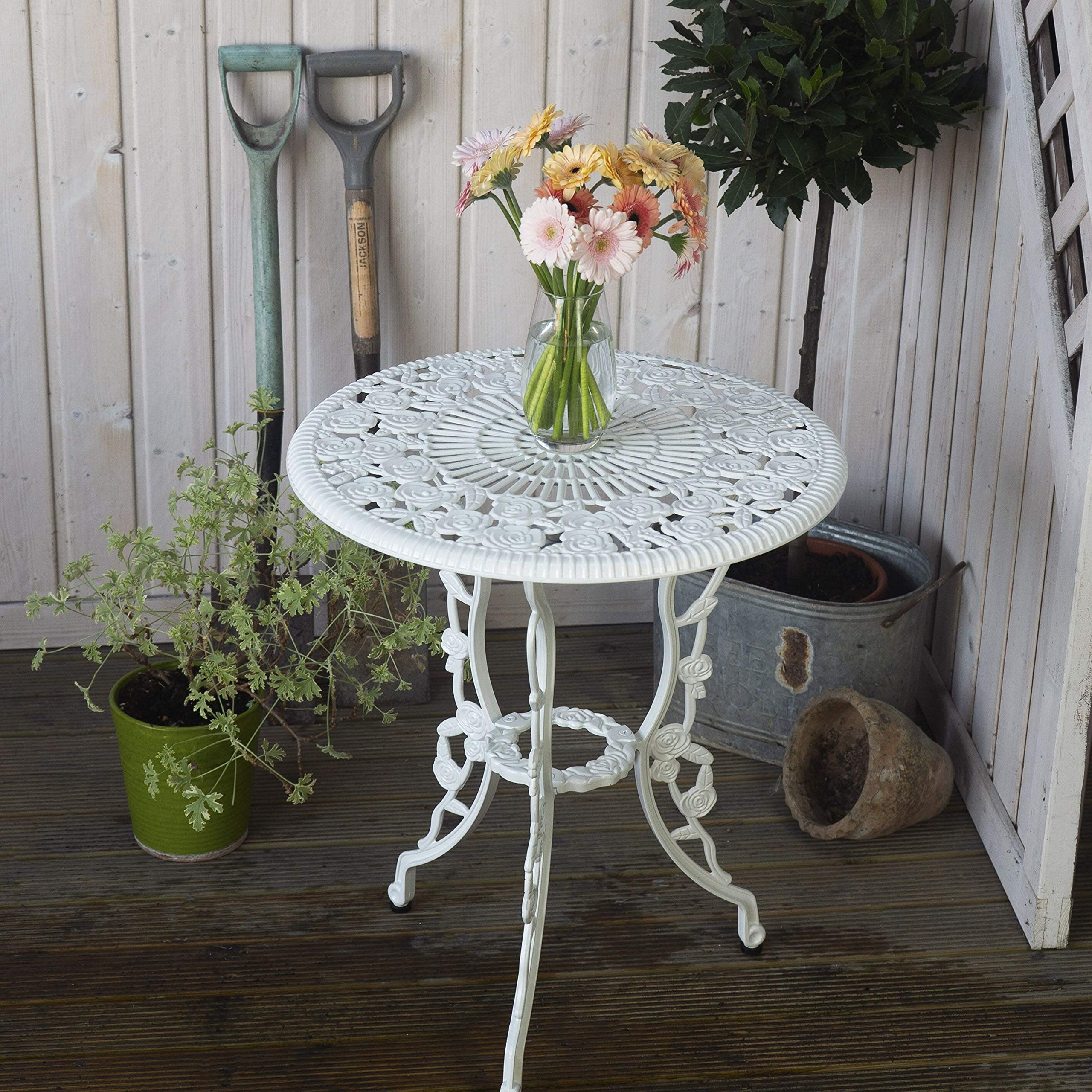 Lazy Susan London Rose Ensemble de Meubles de Jardin Rond 2 Places 60 cm Aluminium résistant aux intempéries Finition Blanche