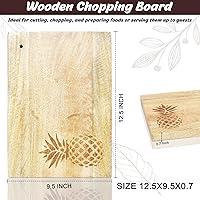 Vista 3 de Crocon Tabla de cortar de madera grande para cocina de 12.5 x 9 pulgadas, tablero de madera con forma rectangular grabada de pino y manzana