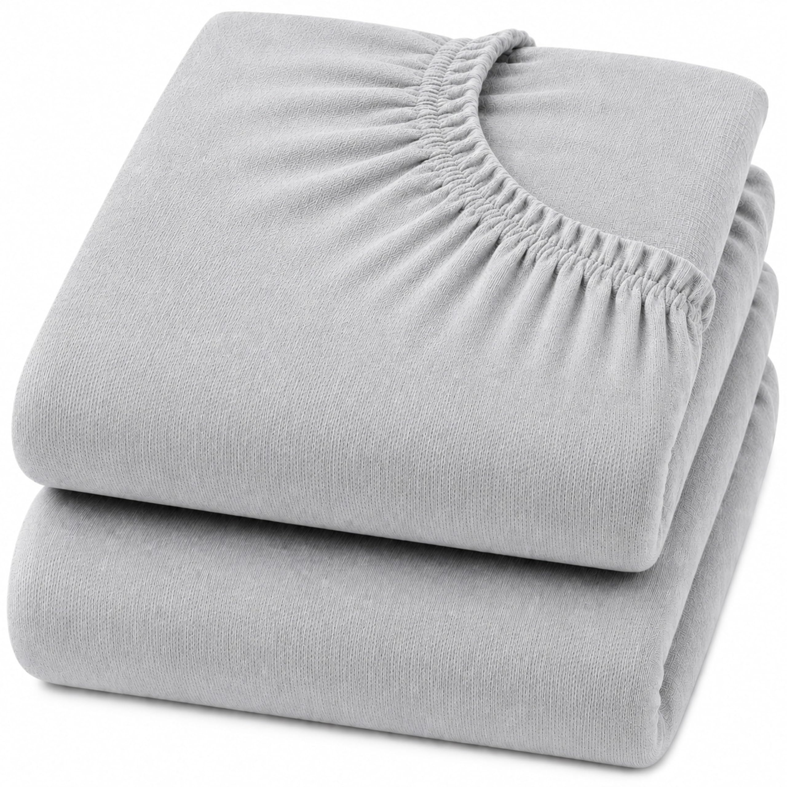 Dudu N Girlie Next to Me Crib Sheets 85x51cm – Grey, 2 Pack, 100% Jersey Cotton Fitted Bedding for Bedside & Co-Sleeping Cribs