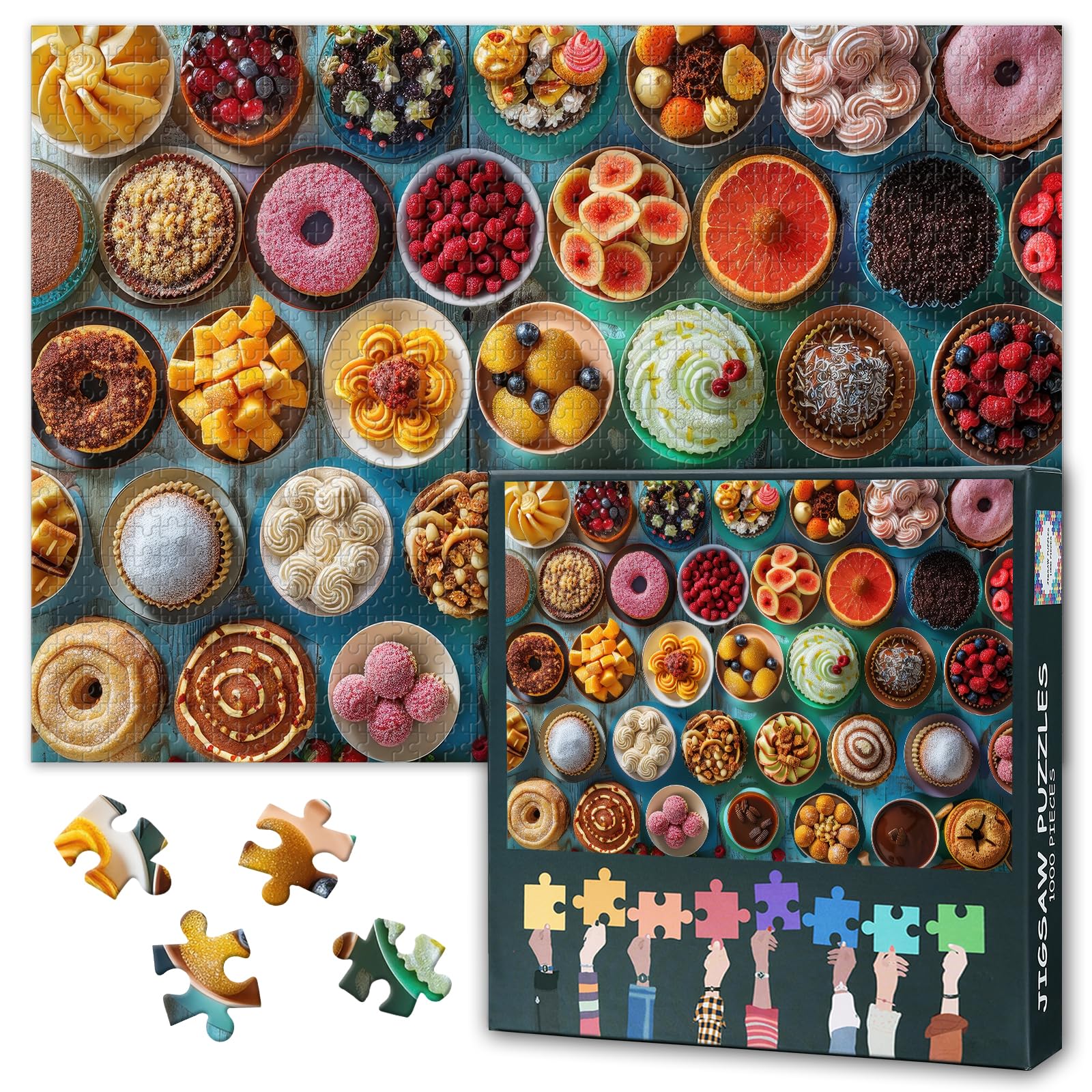 Stunning 1000-Piece Dessert Jigsaw Puzzle - Colorful Sweets, Fruits & Ice Creams in Bowls, Vibrant Confections Art for Adults, 27.5x19.7 Inch Challenging Foodie Puzzle