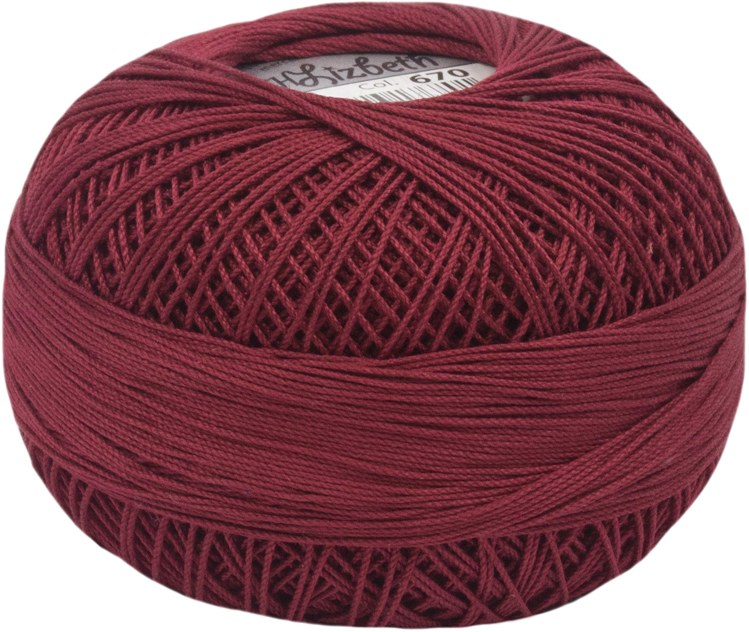 LIZBETH HANDY HANDS Crochet Cotton SZ VICTRN, Victorian Red, Size 40