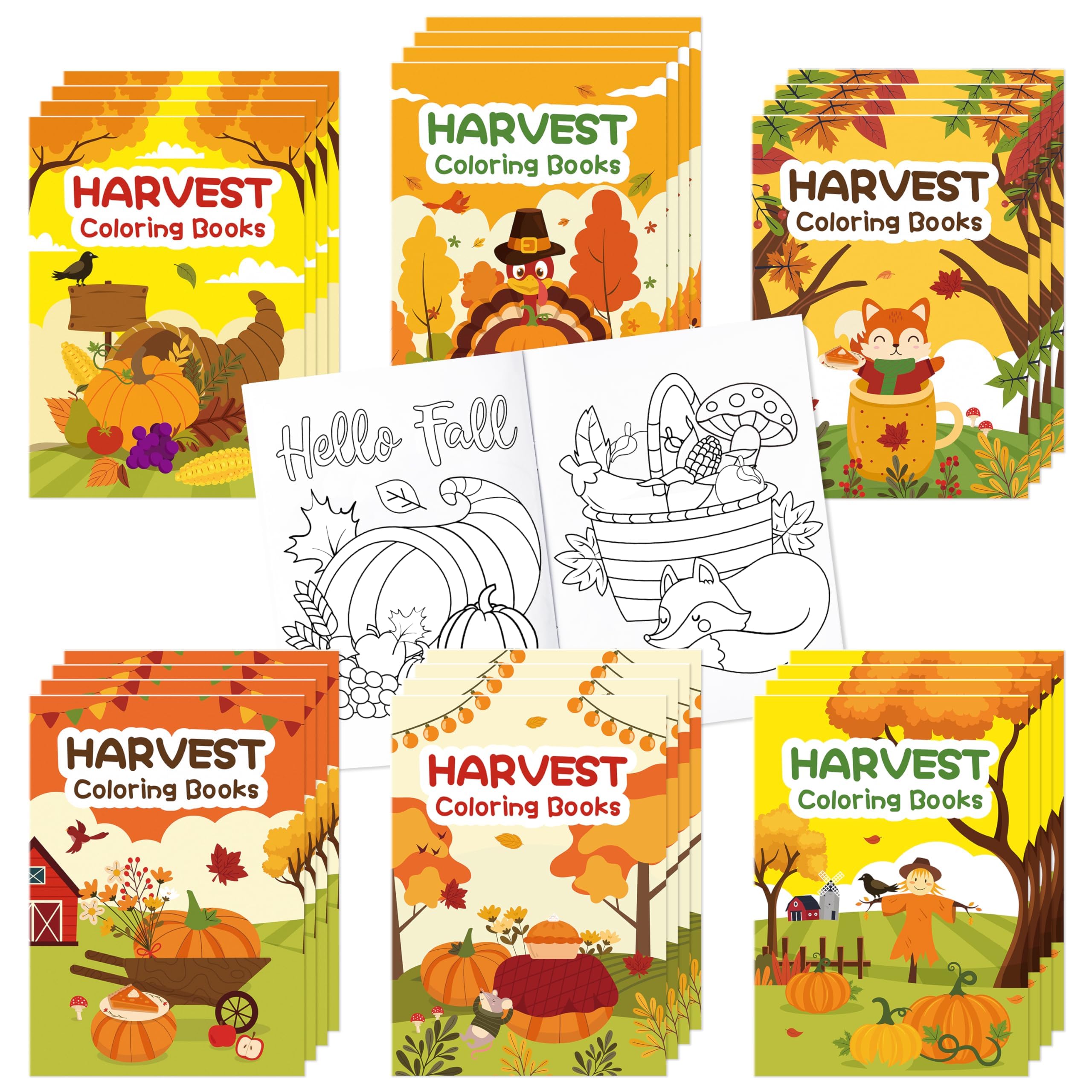 Fall Harvest Coloring Books for Kids 96Pcs Bulk Thanksgiving Mini Coloring Booklet DIY Art Drawing Book with Pumpkin Turkey for Toddlers Autumn Thanksgiving Birthday Party Favors Goodie Bag Filler