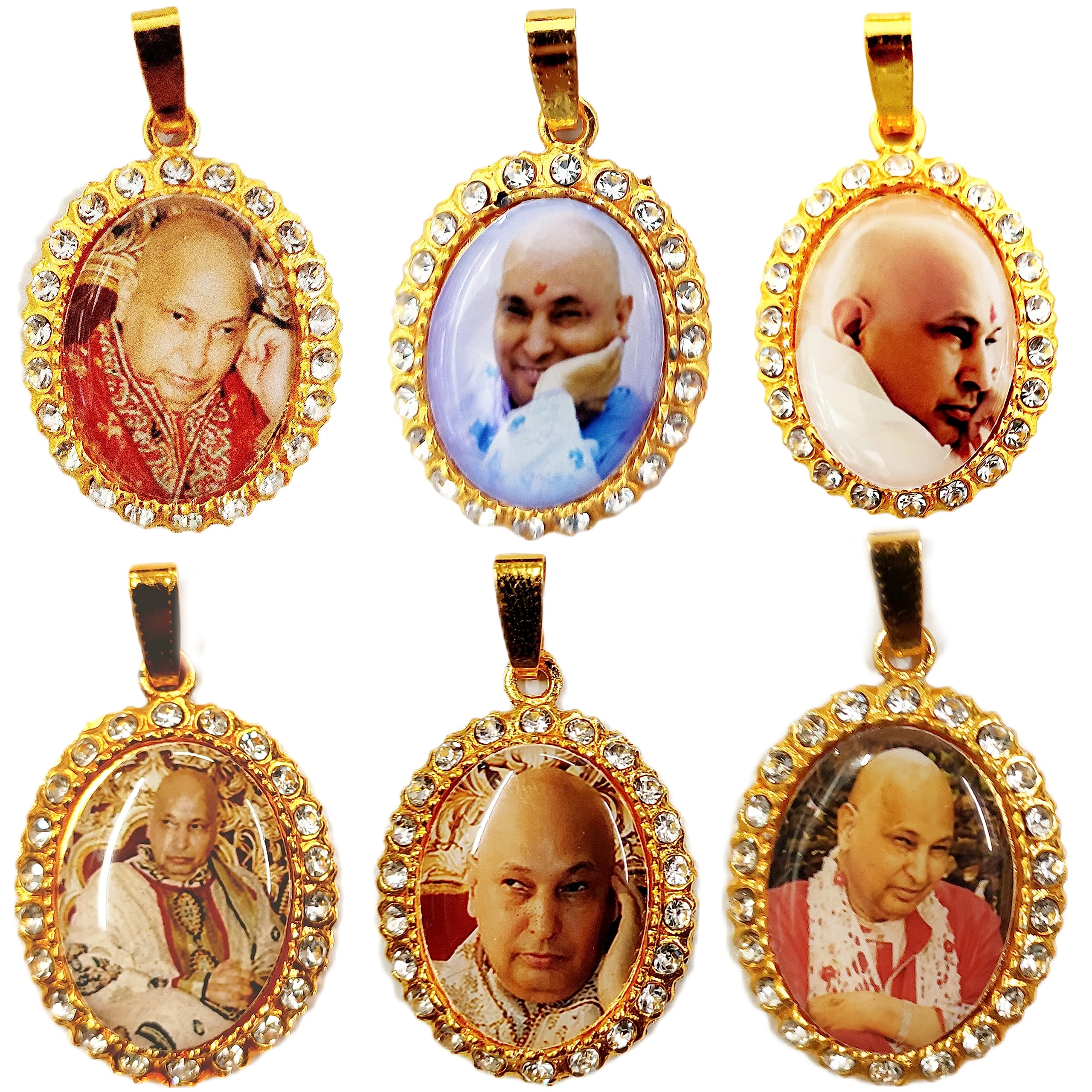 Guruji Swaroop Pendant Oval Golden Metal Photo Locket for Neck For Men, Women and Kids