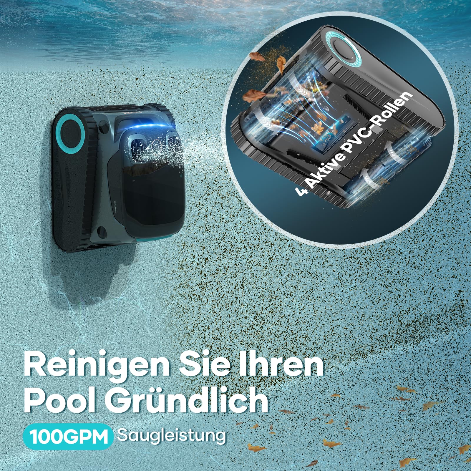 AIPER Scuba S1 Pro Poolroboter Boden und Wand mit Wasserlinienreinigung, Intelligenter Navigation, 180 Minuten Batterielaufzeit, Poolsauger Ideal für Eingelassene Pools bis zu 200㎡ (Generalüberholt)