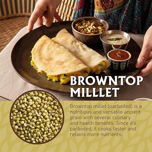 Miniatura 6 de Jiva Organics Browntop Millet Bolsa de 2 libras Grano entero, sin gluten y orgánico Superalimento rico en proteínas y fibra para una cocina