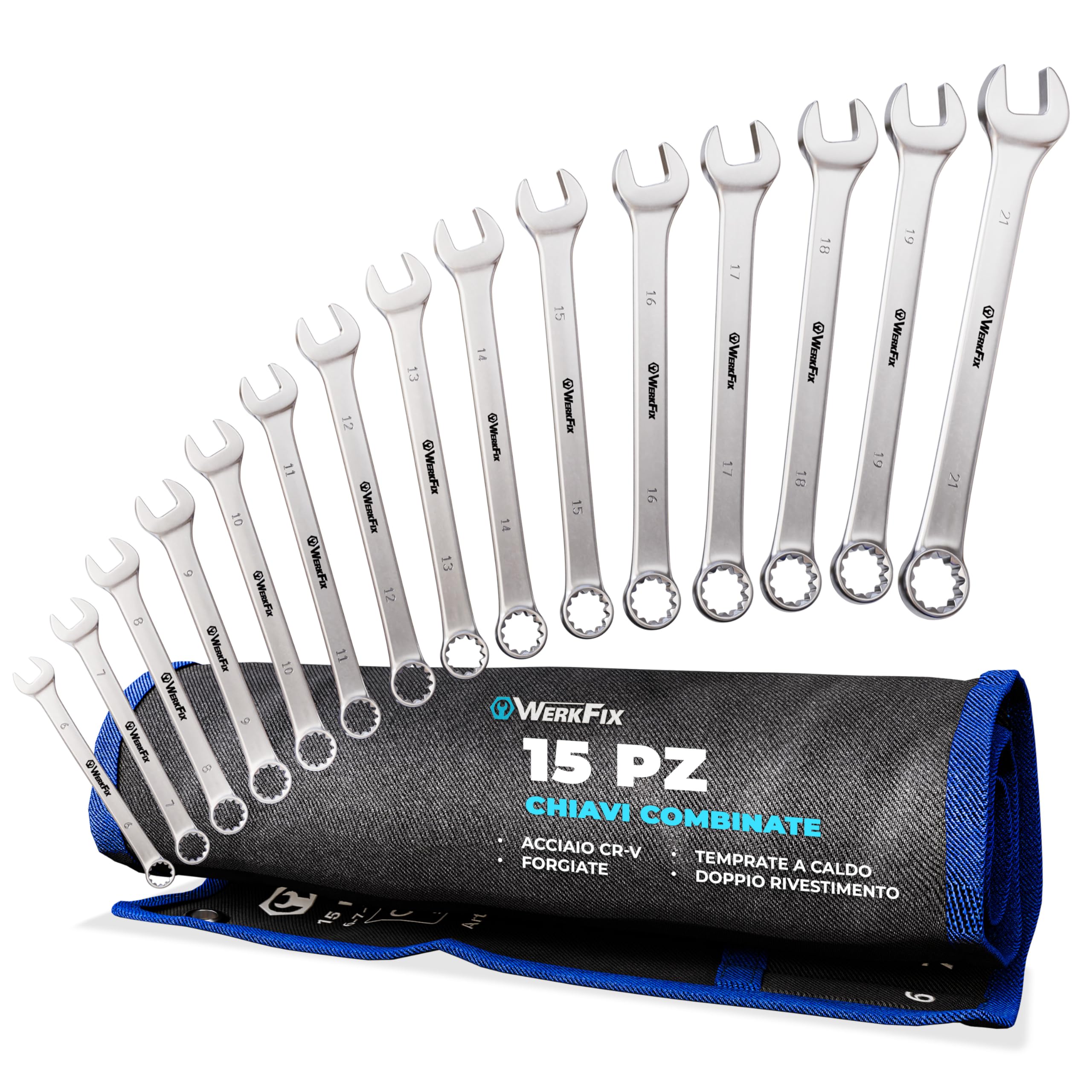 S&R WERKFIX Set Chiavi Inglesi Combinate Anello e Forchetta 12 Pezzi 6-22 mm Chiave Inglese Professionale