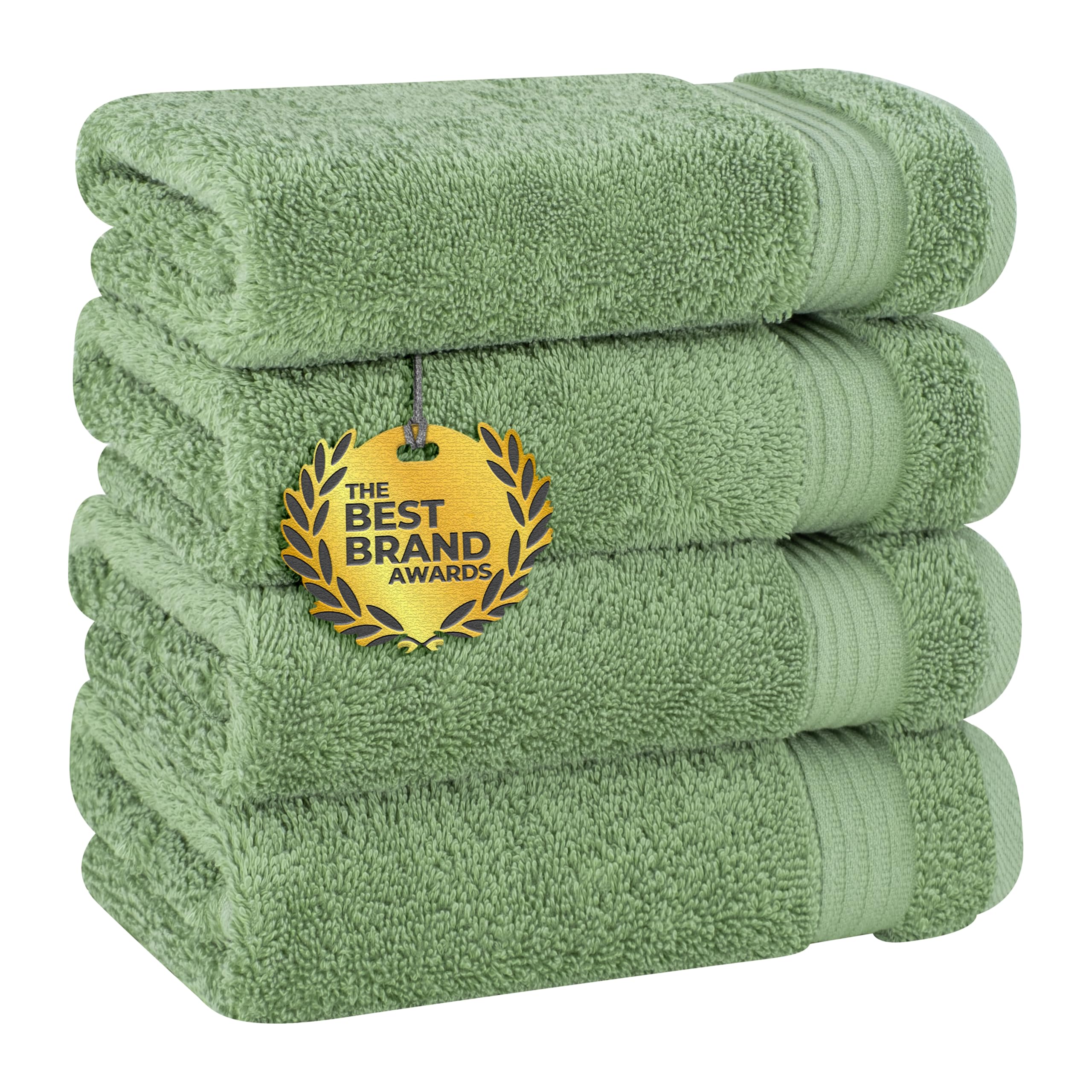 Cotton Paradise Hand Towels for Bathroom, 100% Cotton Turkish 4 Piece Hand Towel Set, Soft Absorbent Face Towels, Sage Green Hand Towels