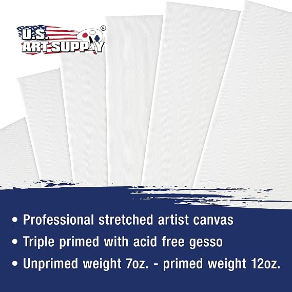 U.S. Art Supply Professional Quality Stretched Canvas, Multipack of 10