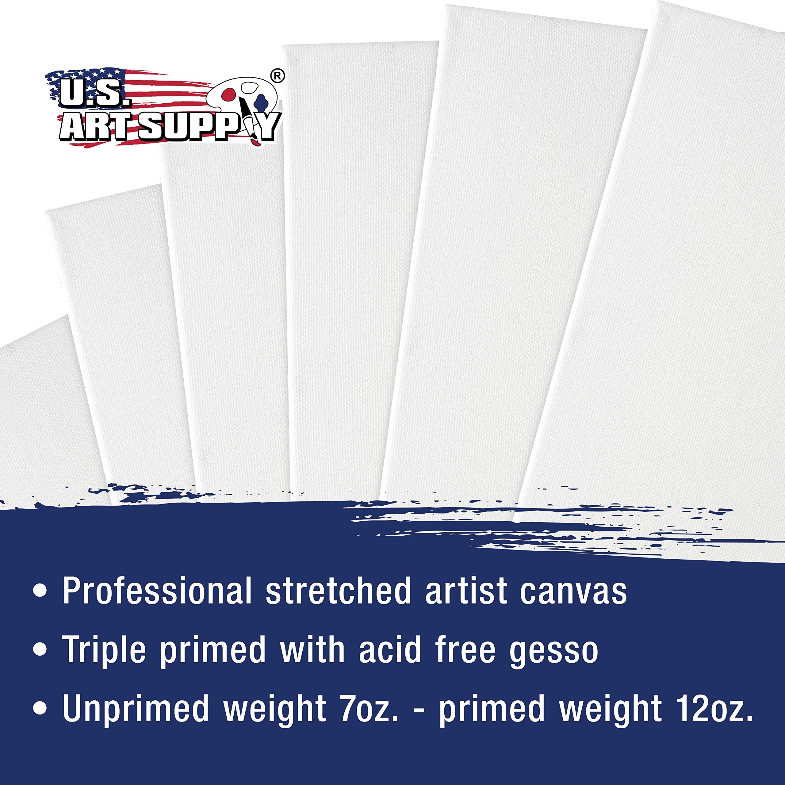 U.S. Art Supply Profesjonalna jakość rozciągnięte płótno, wielopak 10 małych rozmiarów, 2 szt. 10 x 10, 5 x 7, 20 x 25, 25 x 35 cm - 355 ml zagruntowane, 9 x 4 cala, 100% bawełna - malowanie,