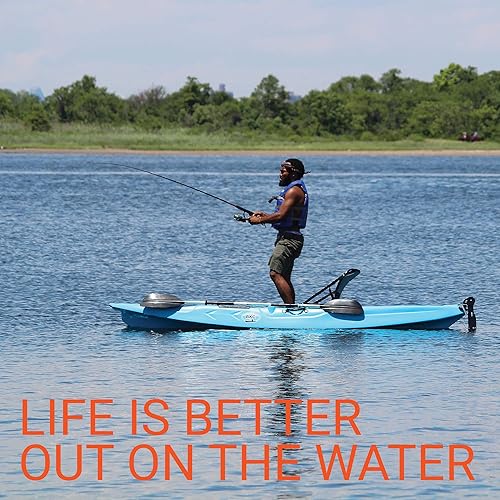 Miniatura 5 de BKC FK13 - Kayak de pesca con asiento vertical de aluminio, remo y timón controlado por los pies