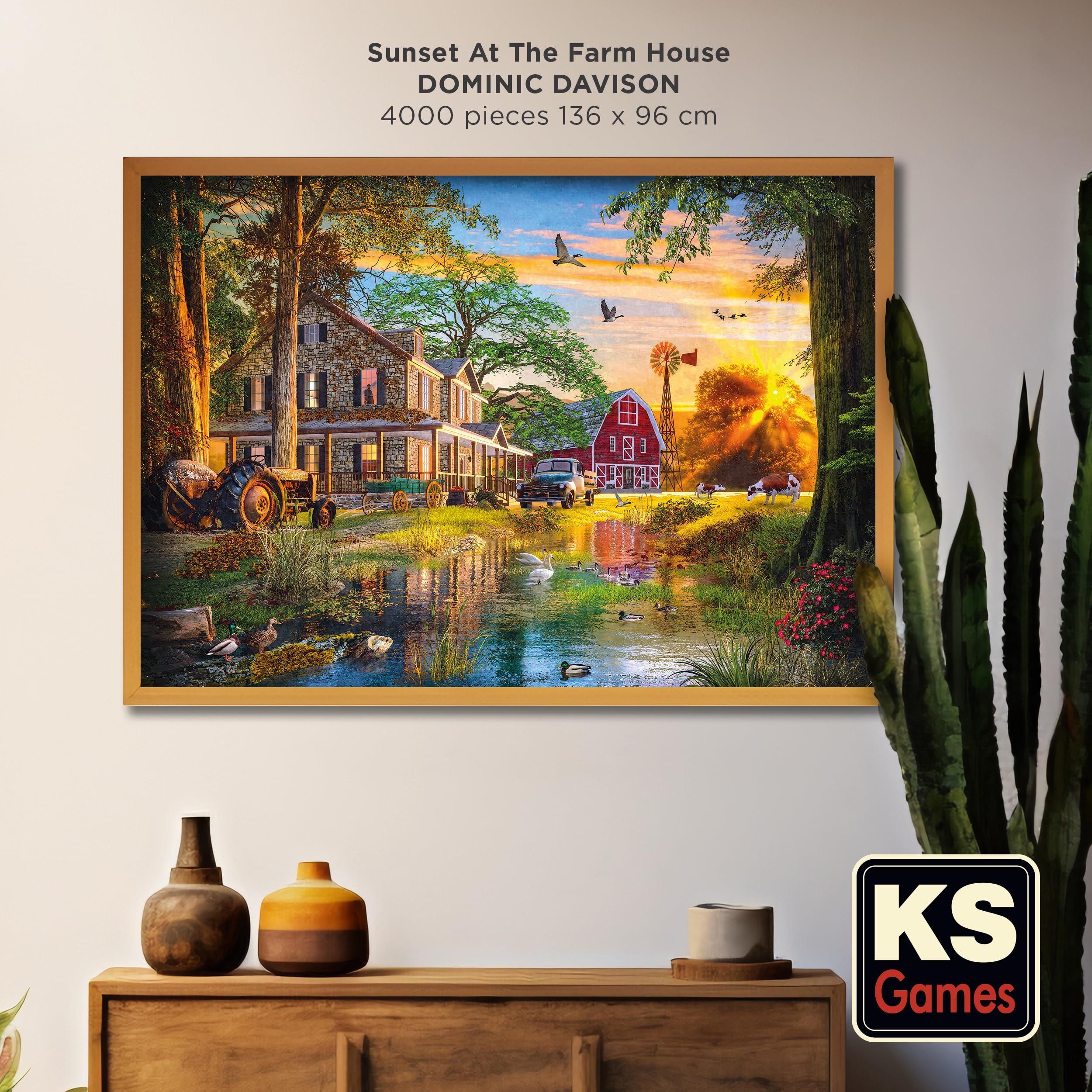 トップス House on the hill SET KS Games 23505 Sunset At The Farm House 4000 Parça Puzzle : Amazon