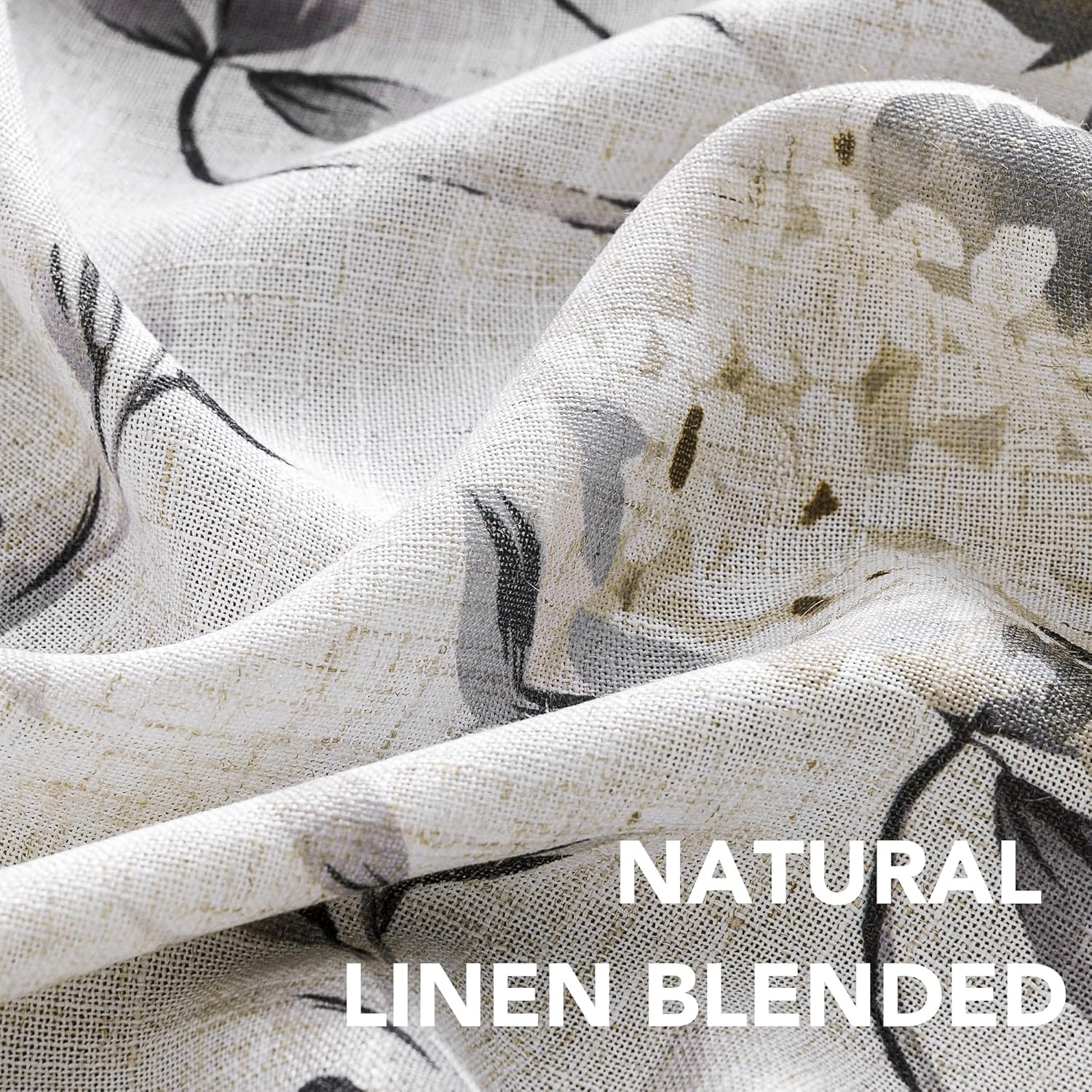 H.VERSAILTEX Linen Blend Curtains for Living Room Printed Floral Curtain Grommet Farmhouse Flower Patterned Drapes Window Treatment Panels Set of 2 Panels, 52" W x 96" L, Belinna Floral - Sage