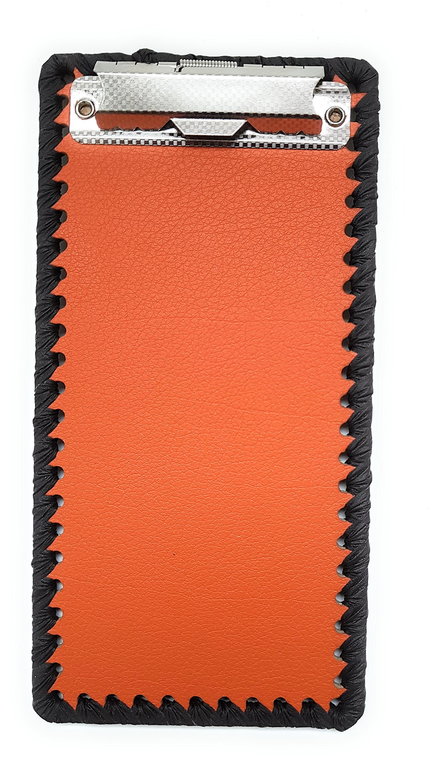 DorimiOrange Leather Coated Clipboard - Bill Credit Card Receipts Memo Holder Pad - For Restaurants, Stores, Office - 4.3" X 8.2"