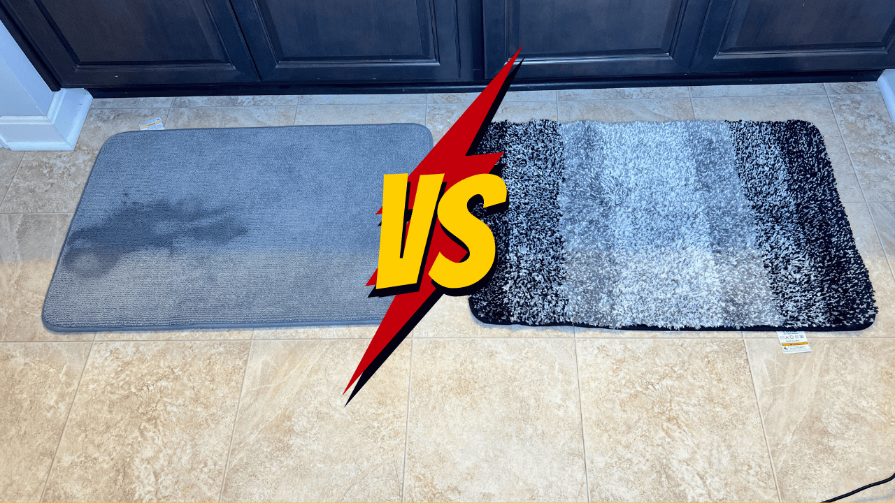 damaged memory foam bath mat comparison new vs old