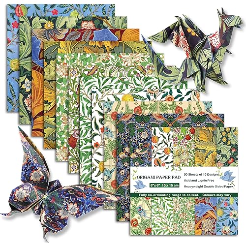 Origami Paper 6x6 Double Sided 50 Sheets 10 Colors origami kit Japanese Chiyo Square Craft Kits Easy Fold Arts Crafts DIY Handwork Morris
