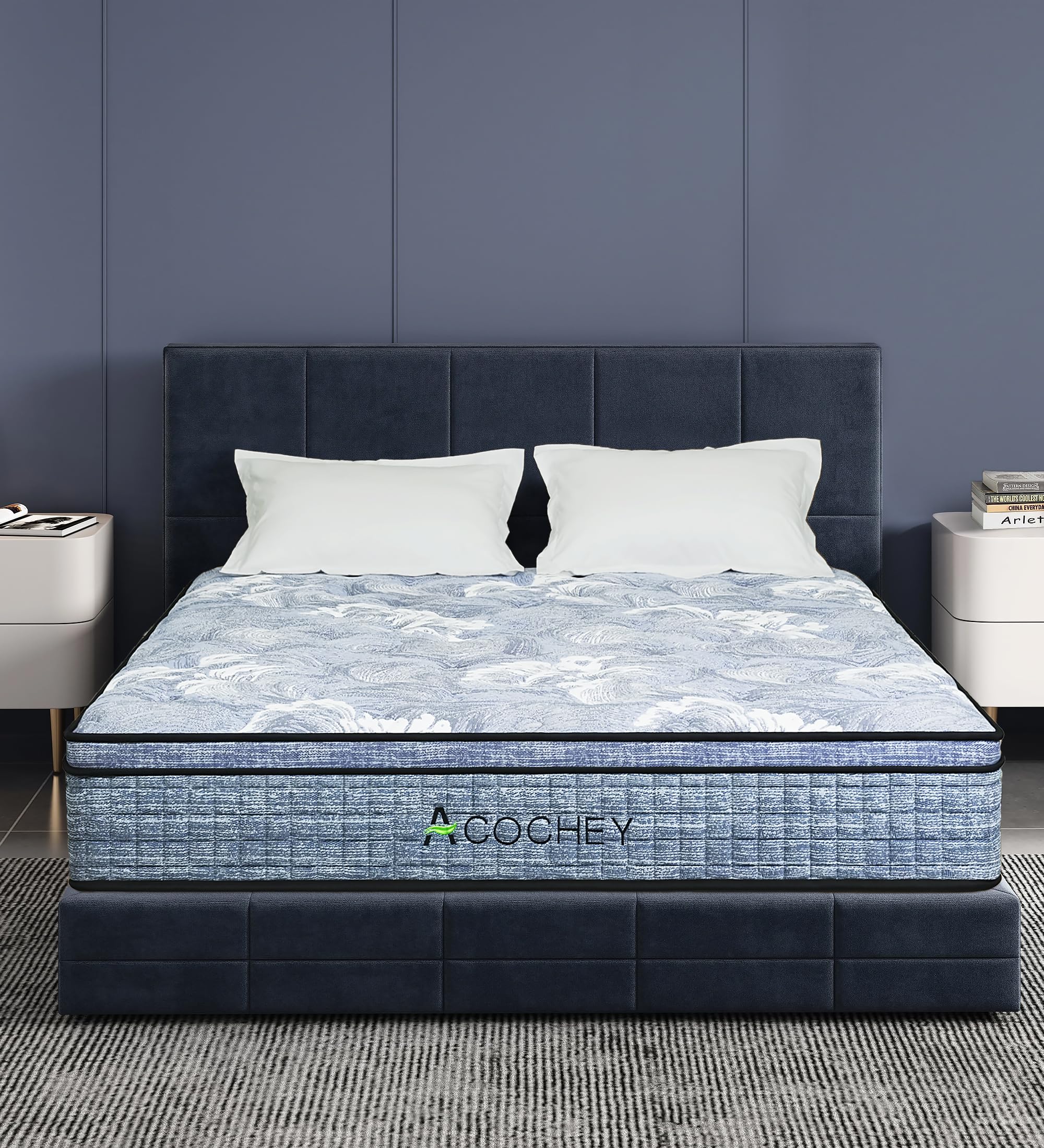 Photo 1 of Acochey Queen Mattress 12 Inch, Hotel Quality Hybrid Mattresses in A Box, Silky Cool Fabric & Gel Infused Memory Foam & Pocket Springs, Medium Firm Feel, Extra Edge Support