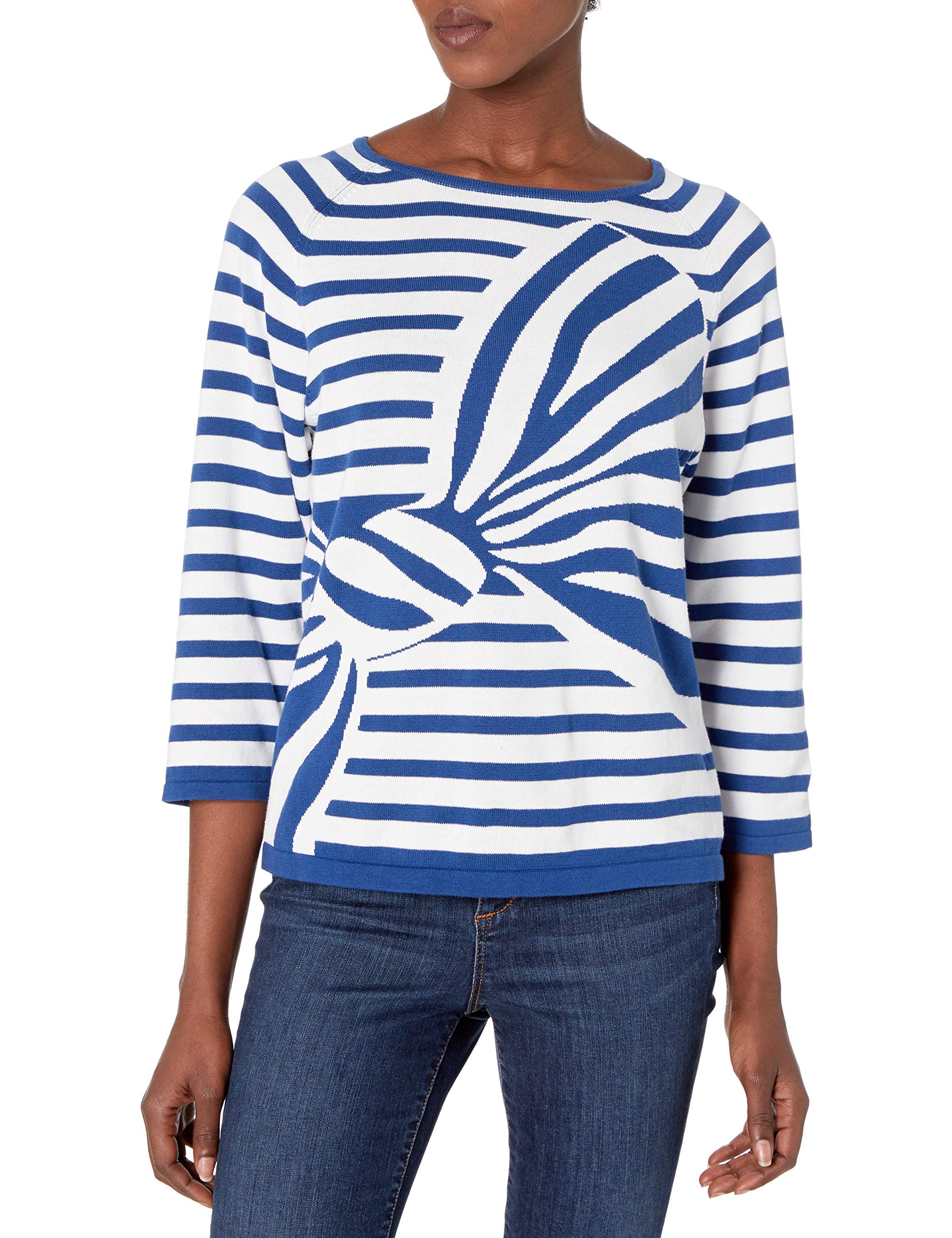 Joan VassWomen's Intarsia Stripe Bow Sweater