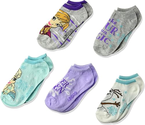 Disney Frozen - Paquete de 5 calcetines invisibles para niñas