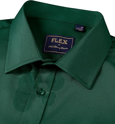 Miniatura 203 de Alimens & Gentle - Camisas de vestir con bolsillo y manga corta, de color liso y sin arrugas, estilo casual con botones, para hombres