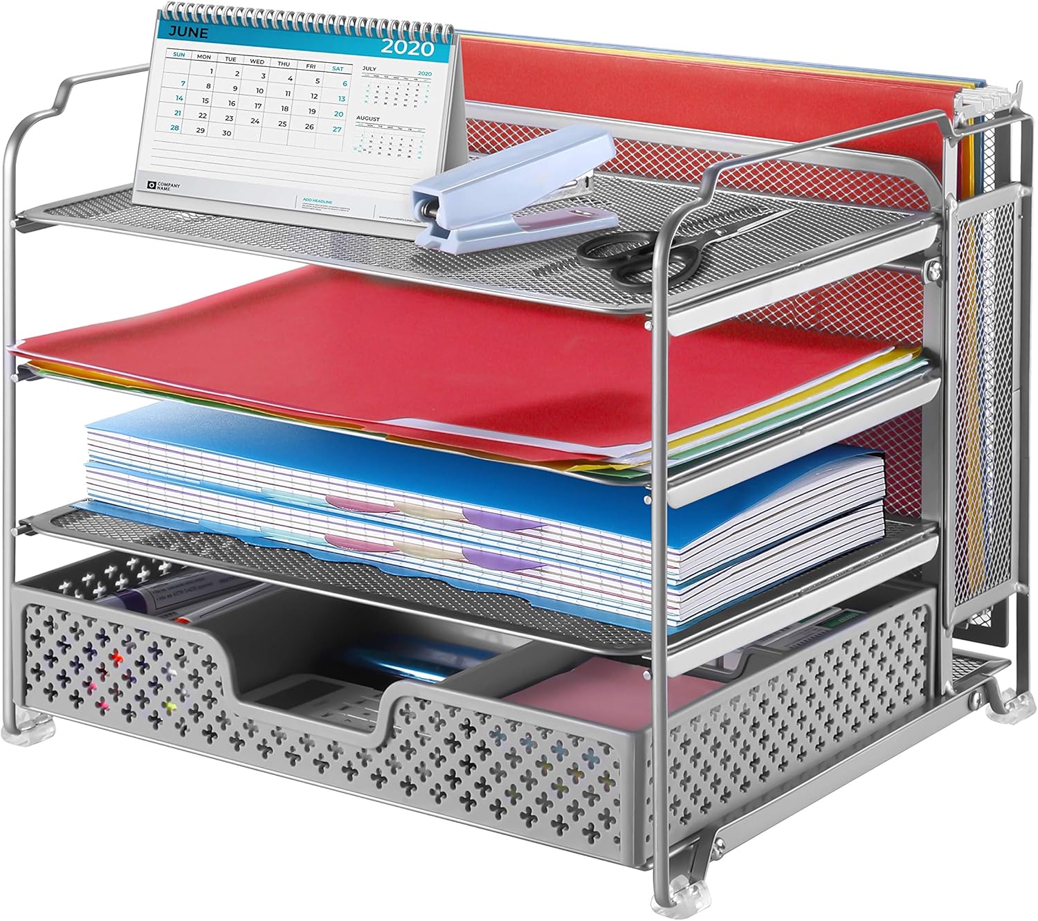 Simple Trending 4Trays Mesh Office Supplies Desk Organizer