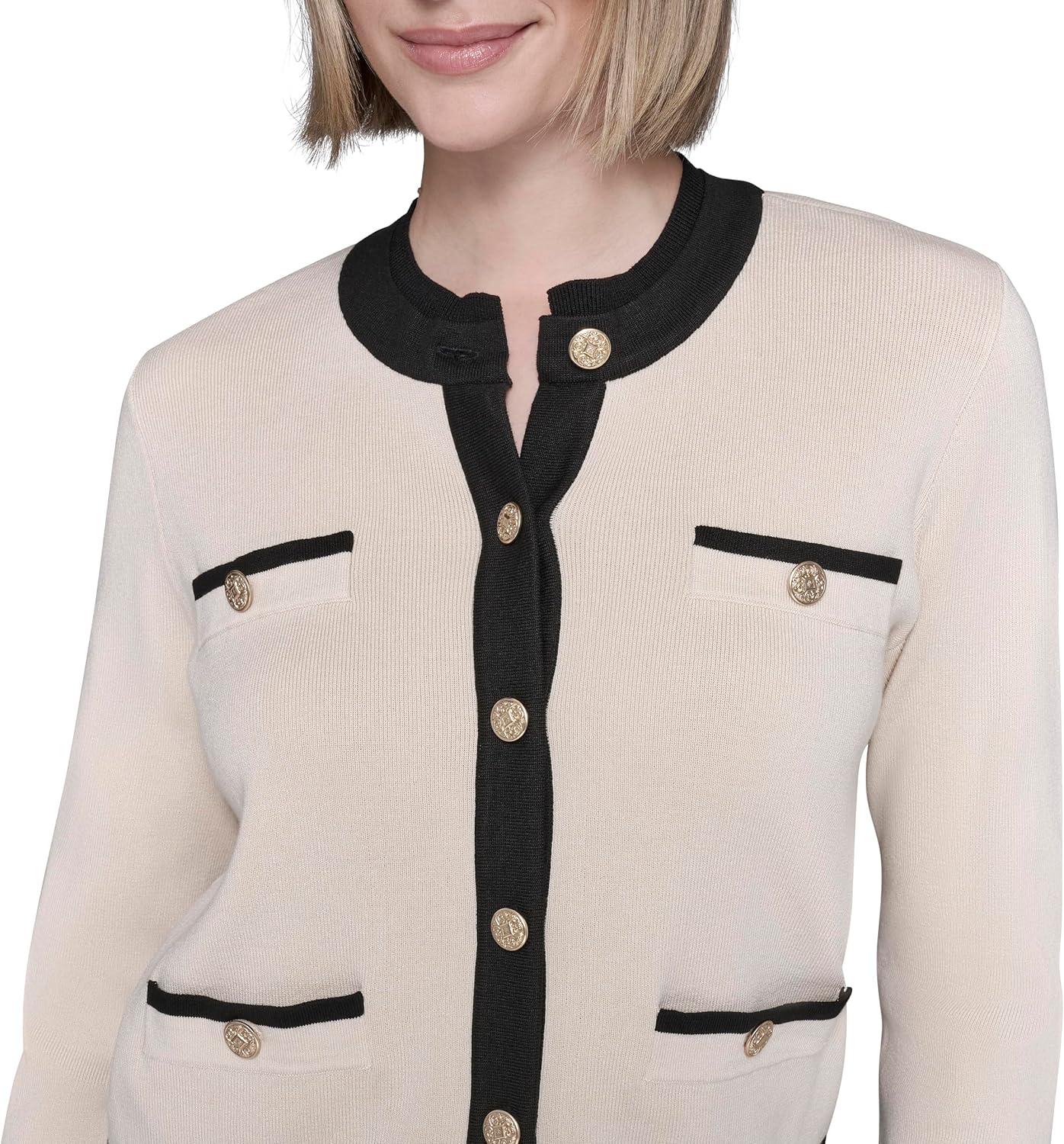 KARL LAGERFELD womens Long Sleeve Sweater Preppy Essential Cardigan - Image 5