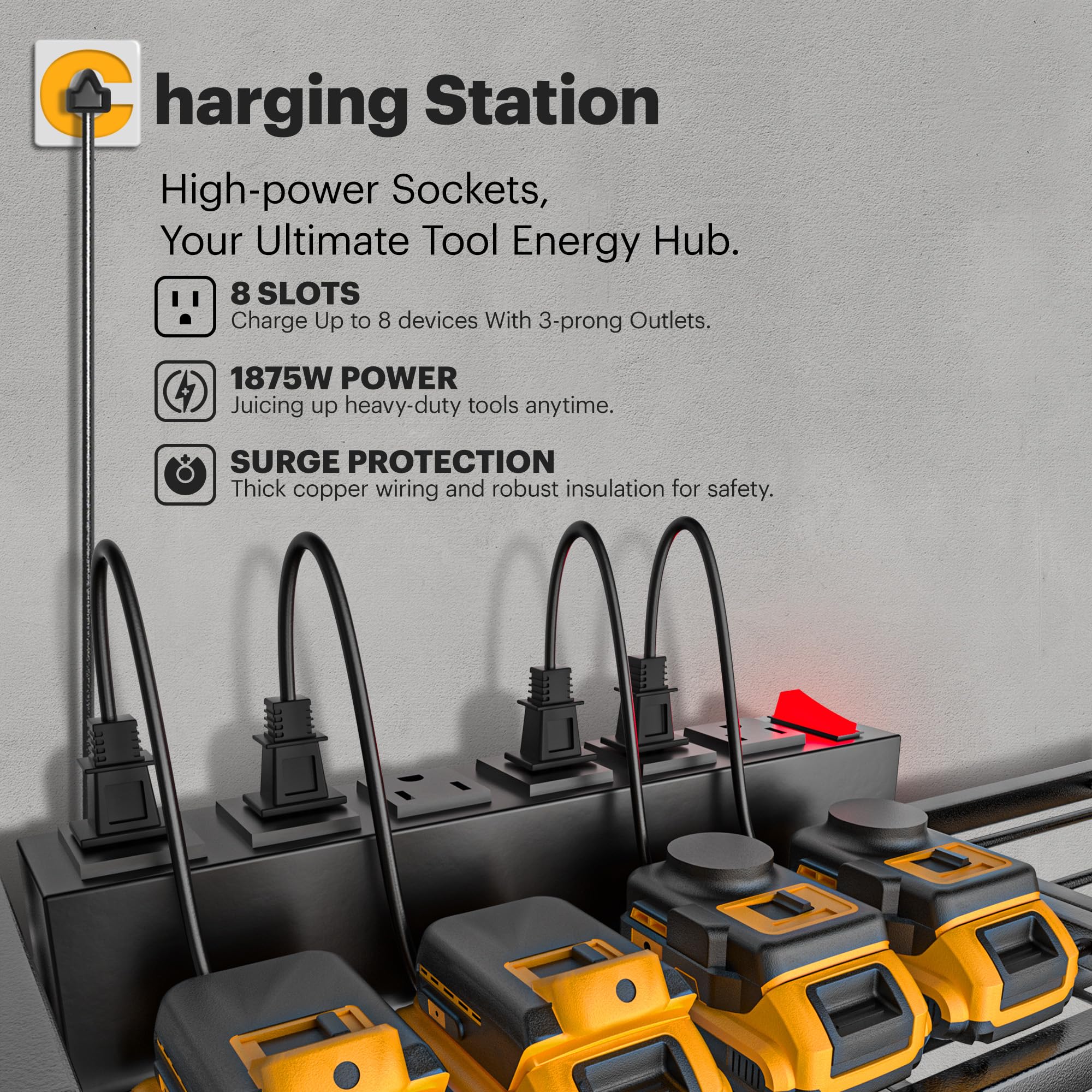 Wall Shelf Power Tool Organizer, 15 Min Quick Assembly Max 150lb