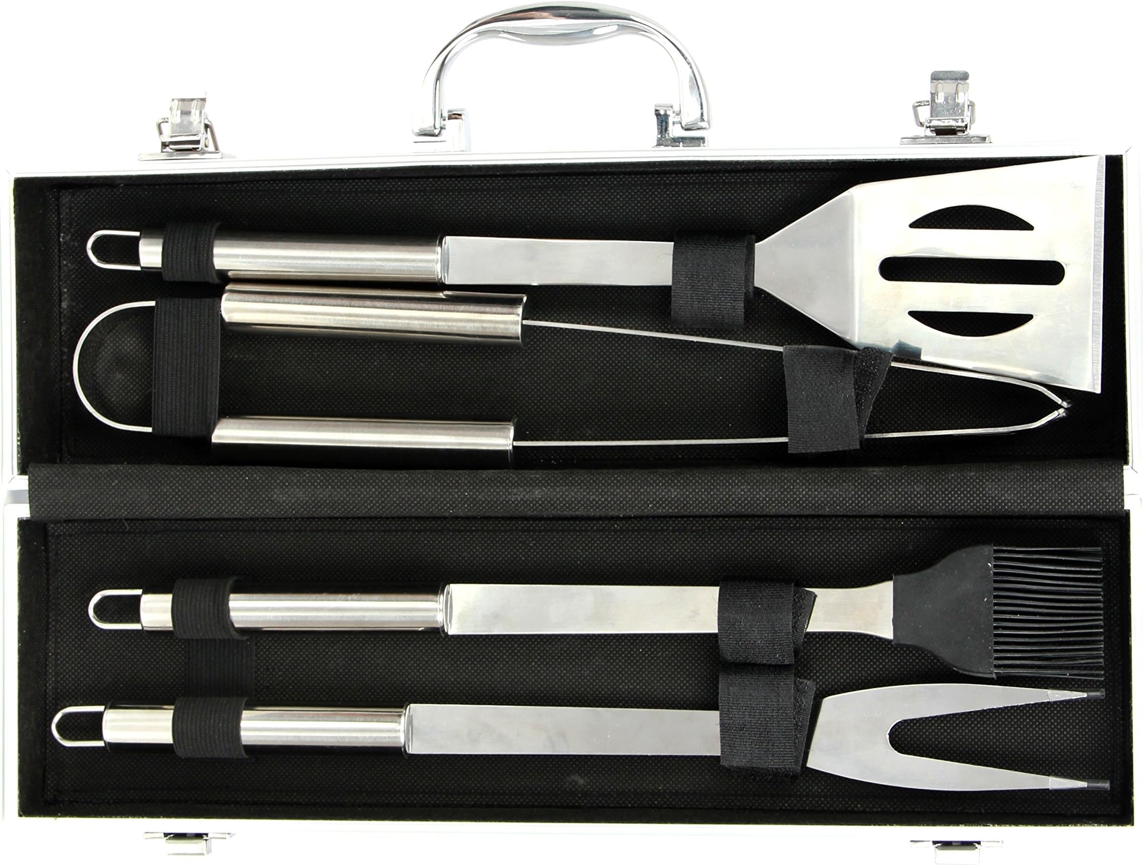 4-Piece Practical Stainless Steel BBQ Tool Set Set in Carry Case