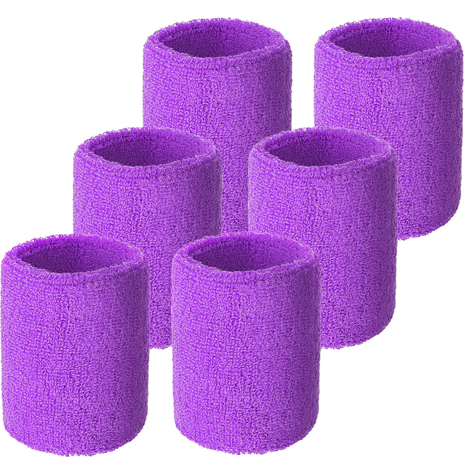 6 Pieces Wrist Sweatbands Tennis Wristbands Absorbent Sweatbands for Football Basketball Running Athletic Sports and Training (Light Purple) — image 1