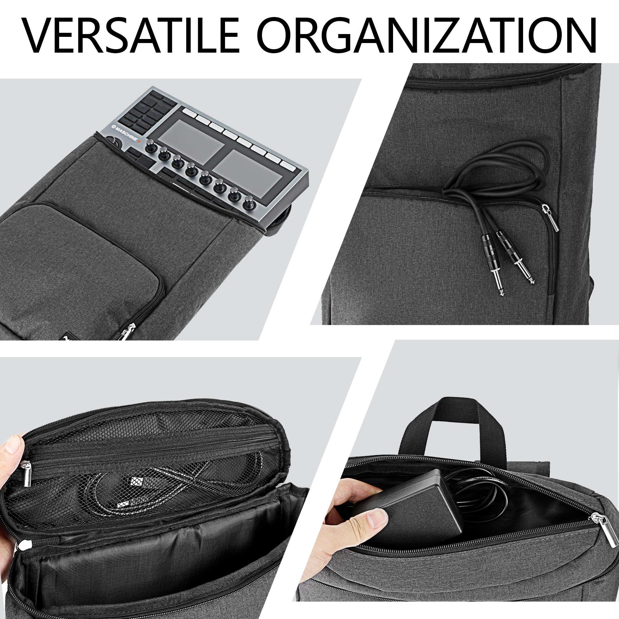 Musiin Zaino per postazione di lavoro audio compatibile con NI Maschine, Ableton Push 3, AKAI MPC One+, Line 6 Helix Stadiu, Elektron Tonverk, Launch Control XL MK3 Protezione per custodia