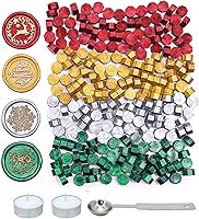 Vista 8 de SWANGSA Kit de 360 cuentas de cera de sellado verde metálico con 2 velas de té y 1 cuchara de fusión de cera para sello de cera (verde metálico)