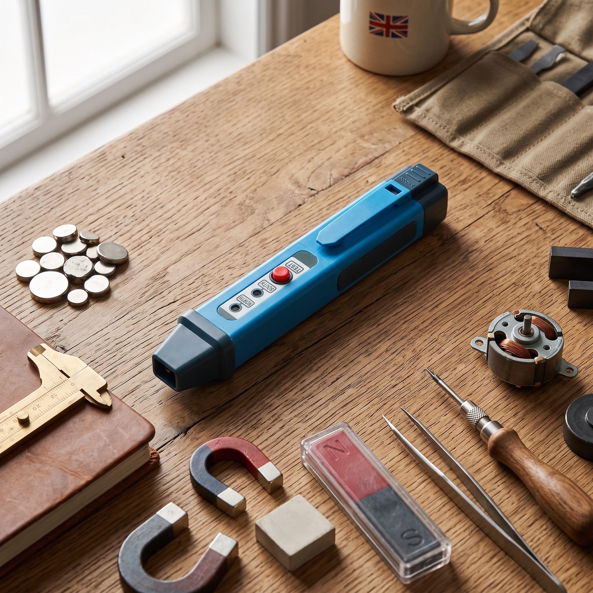 Ejoyous Tester di magneti, tester di poli magnetici, misuratore di poli ad alta precisione, portatile, rilevatore di nord e sud, identificazione rapida per tecnici artigianali