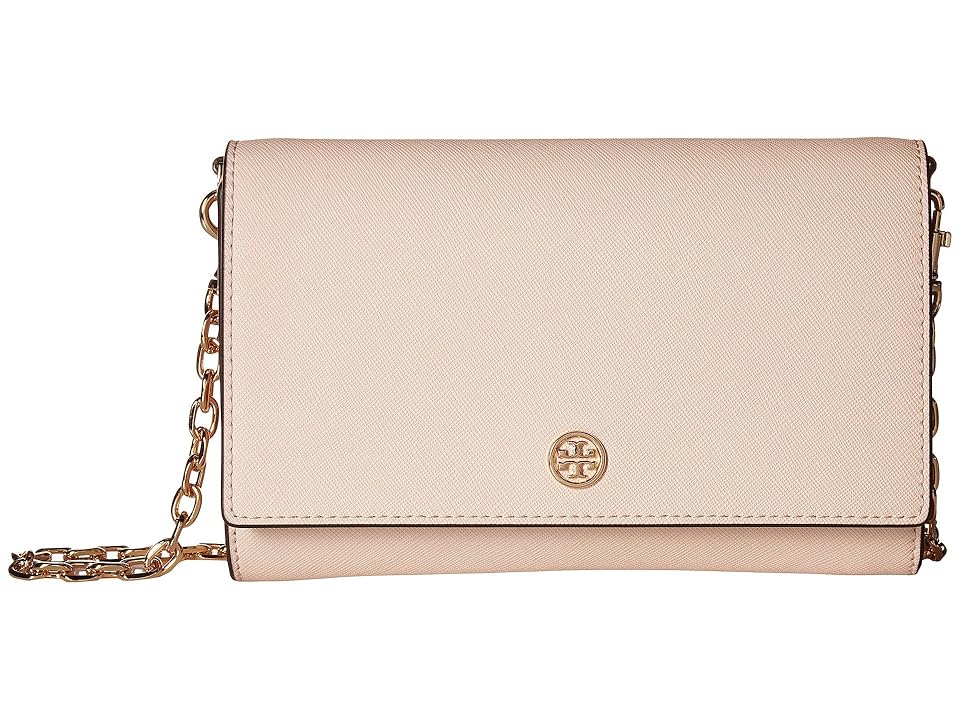 

Tory Burch Robinson Chain Wallet (Pale Apricot/Royal Navy) Bill-fold Wallet, Pink
