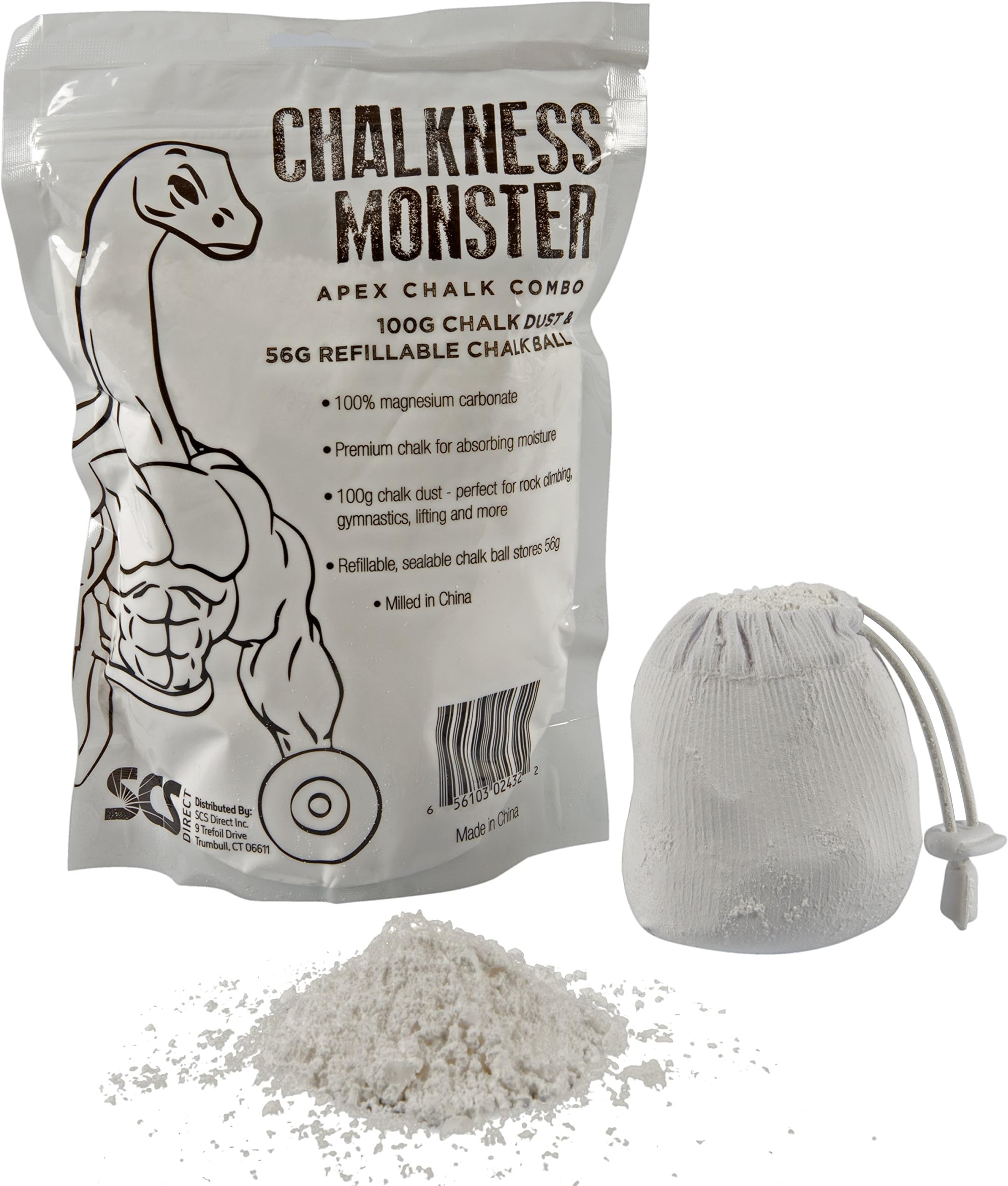 Gym Chalk Bag (100 Grams, 3.5 Ounce) - Gymnastics, Rock Climbing, Power Lifting No Slip, No Moisture Chalk - Refillable Gym Chalk Bag