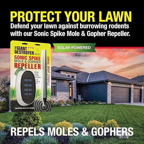 Miniatura 6 de Sonic Spike - Repelente de topos y toboganes, con energía solar, ultrasónico, repelente de animales, repele a los roedores del césped, el jardín y
