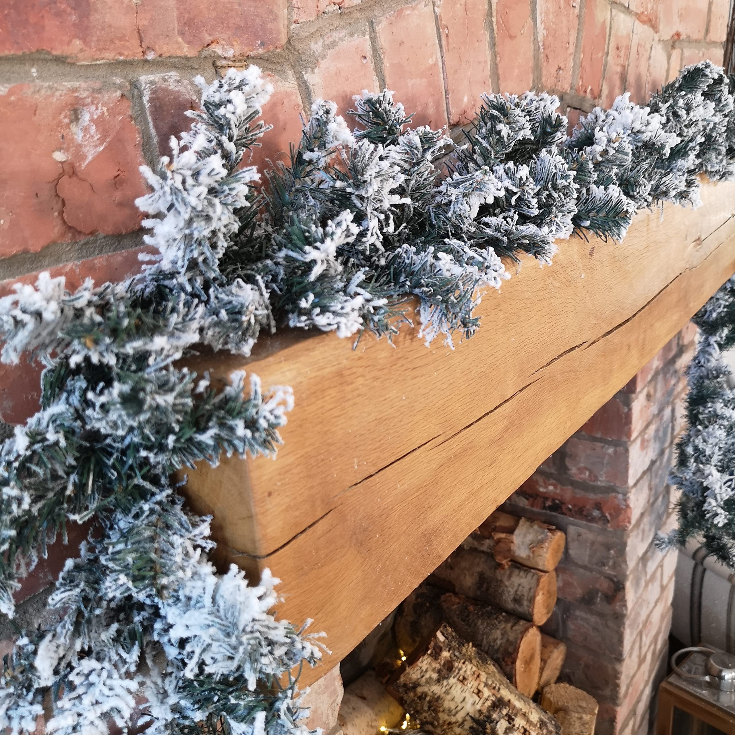 Samuel ALEXANDER 9ft (2.7m) Christmas Snow Flocked Woodcote Fir Garland