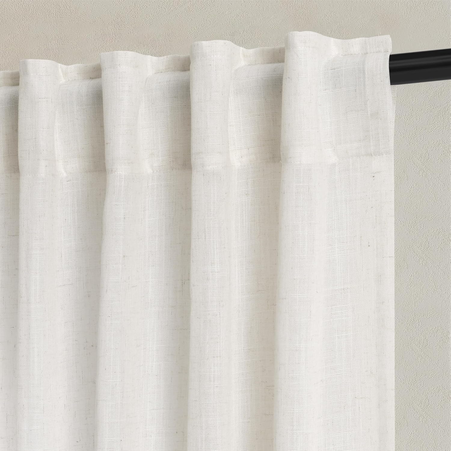 Hokibero Natural Linen Curtains 84 Inches Long for Living Room 2 Panels