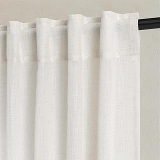 Hokibero Natural Linen Curtains 120 Inches Long for Living Room 2 Panels