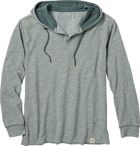 mens Legendary Outdoors Hooded Pullover Slub Knit Performance Henley