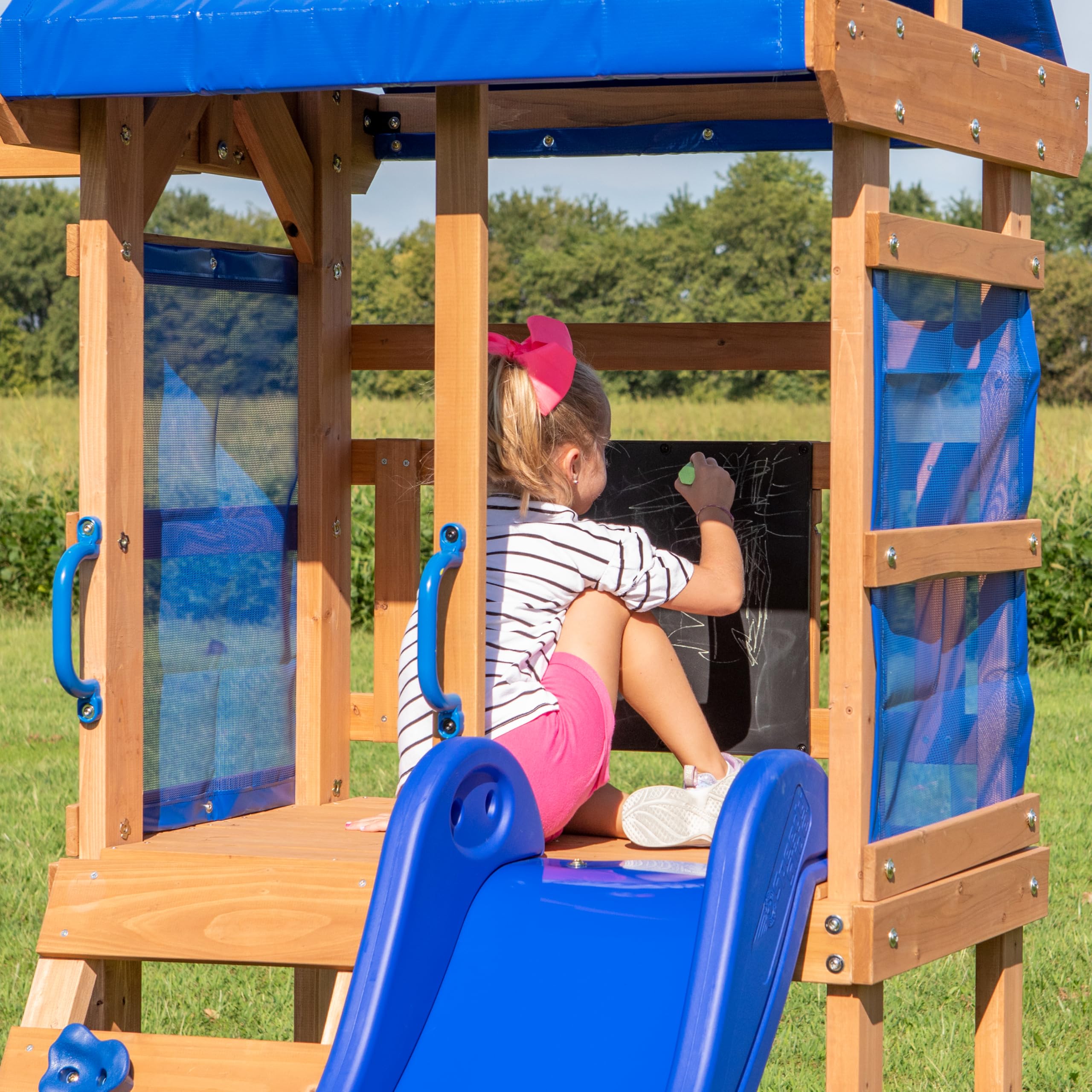 Backyard Discovery Aurora Casita Infantil Exterior Madera Casa Juguete XXL Columpios Tobogan Jardin 310 x 270 x 230 cm