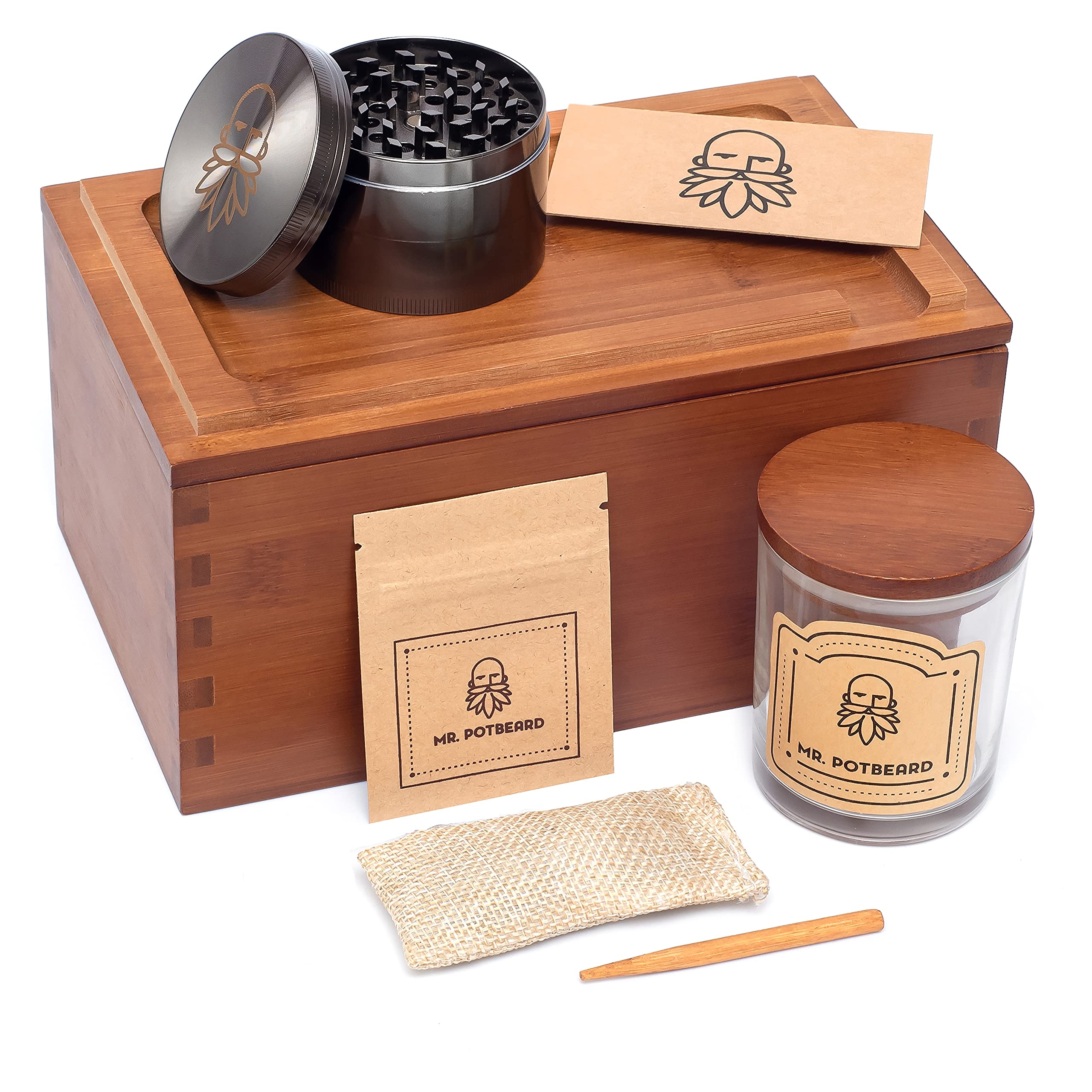 Buy MR. POTBEARD Stash Box Kit with Grinder, Odor Absorber, Airtight