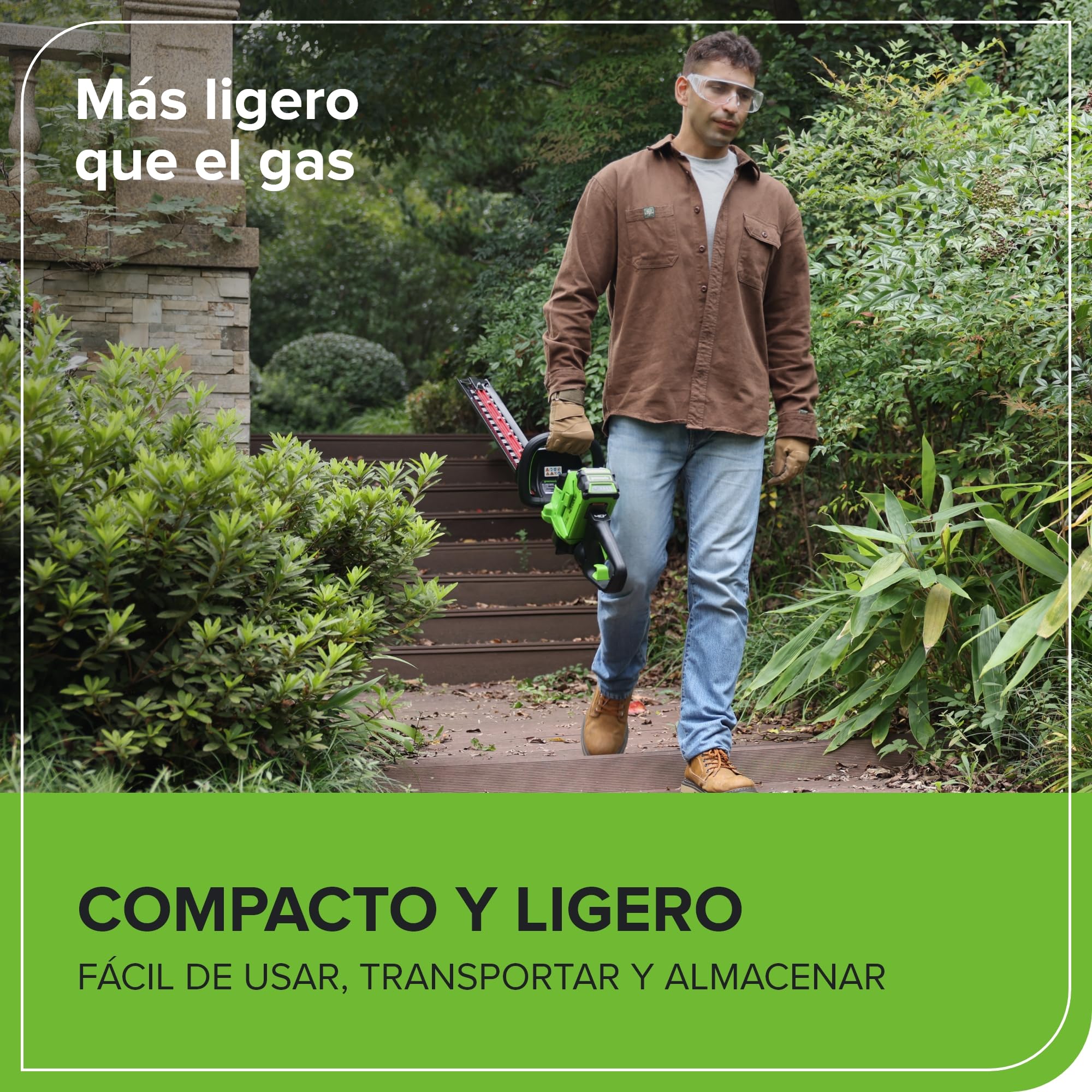 Greenworks Cortasetos a Batería de 66 cm con Cuchilla de Doble Acción, Motor sin Escobillas Que Corta hasta 28 mm de Grosor, 3400 SPM SIN batería de 40 V y Cargador GD40HT66